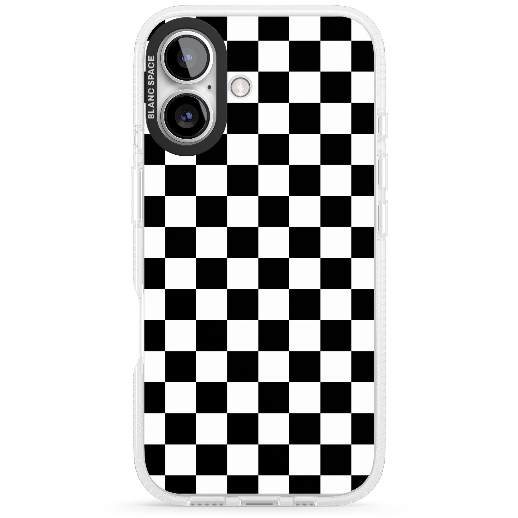 Black Checkered iPhone 16 / 16 Plus Clear Case Impact Air - Blanc Space