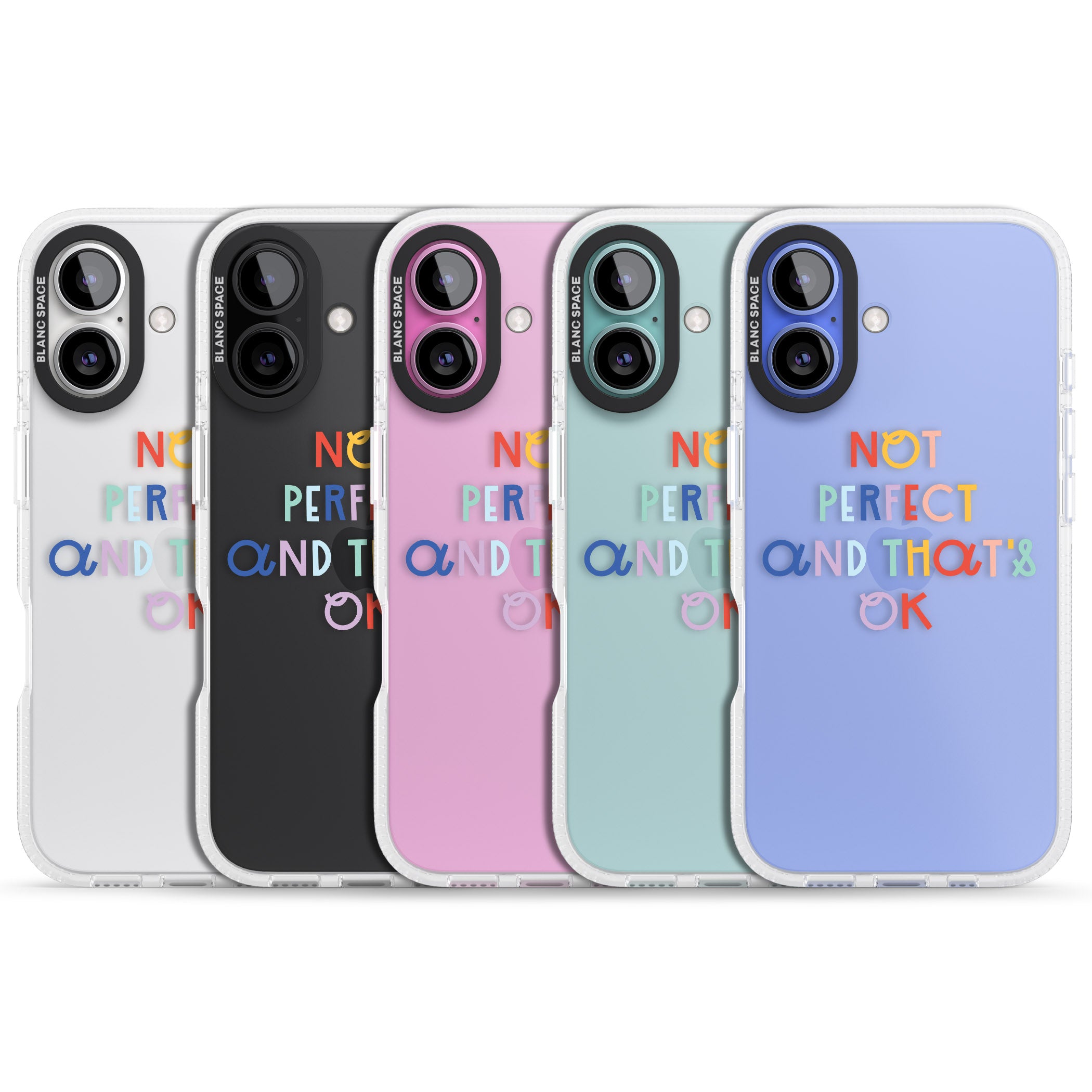 Not Perfect - Clear iPhone 16 / 16 Plus Clear Case Impact Air - Blanc Space