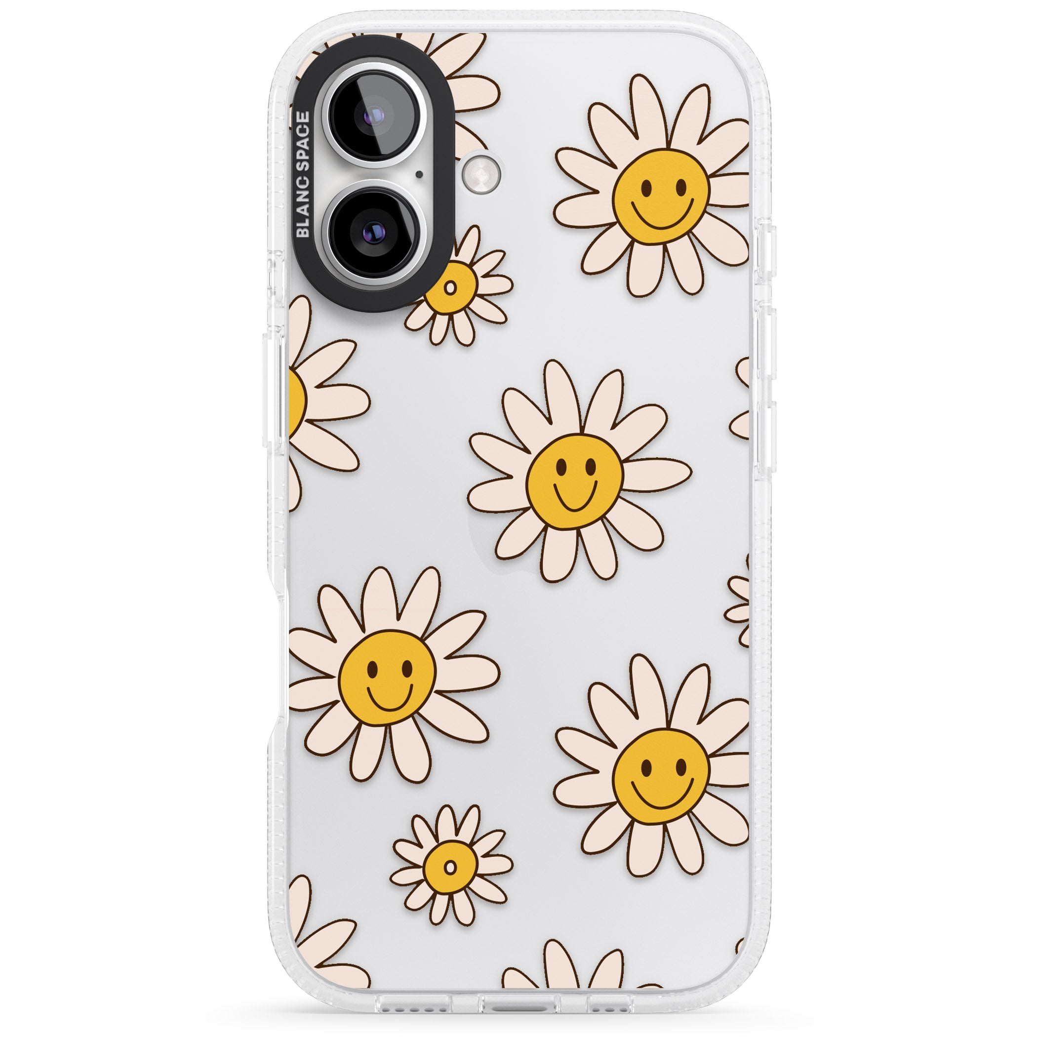 Daisy Faces iPhone 16 / 16 Plus Clear Case Impact Air - Blanc Space