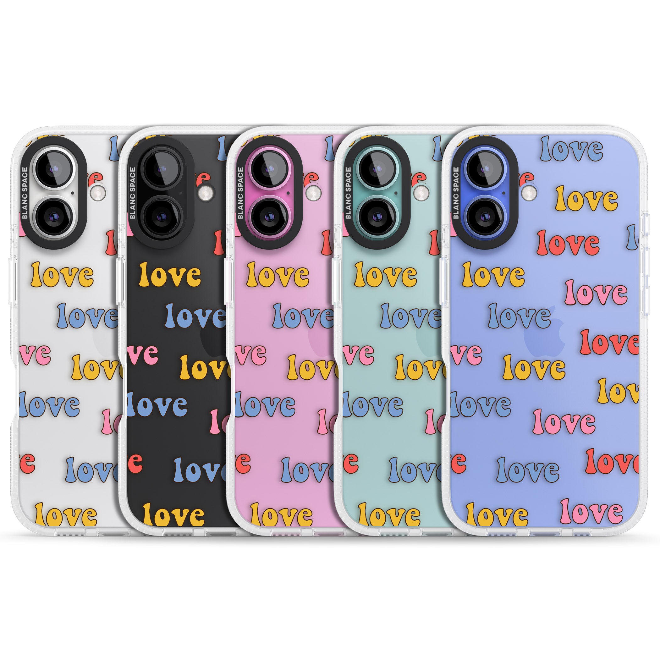 Love Pattern iPhone 16 / 16 Plus Clear Case Impact Air - Blanc Space