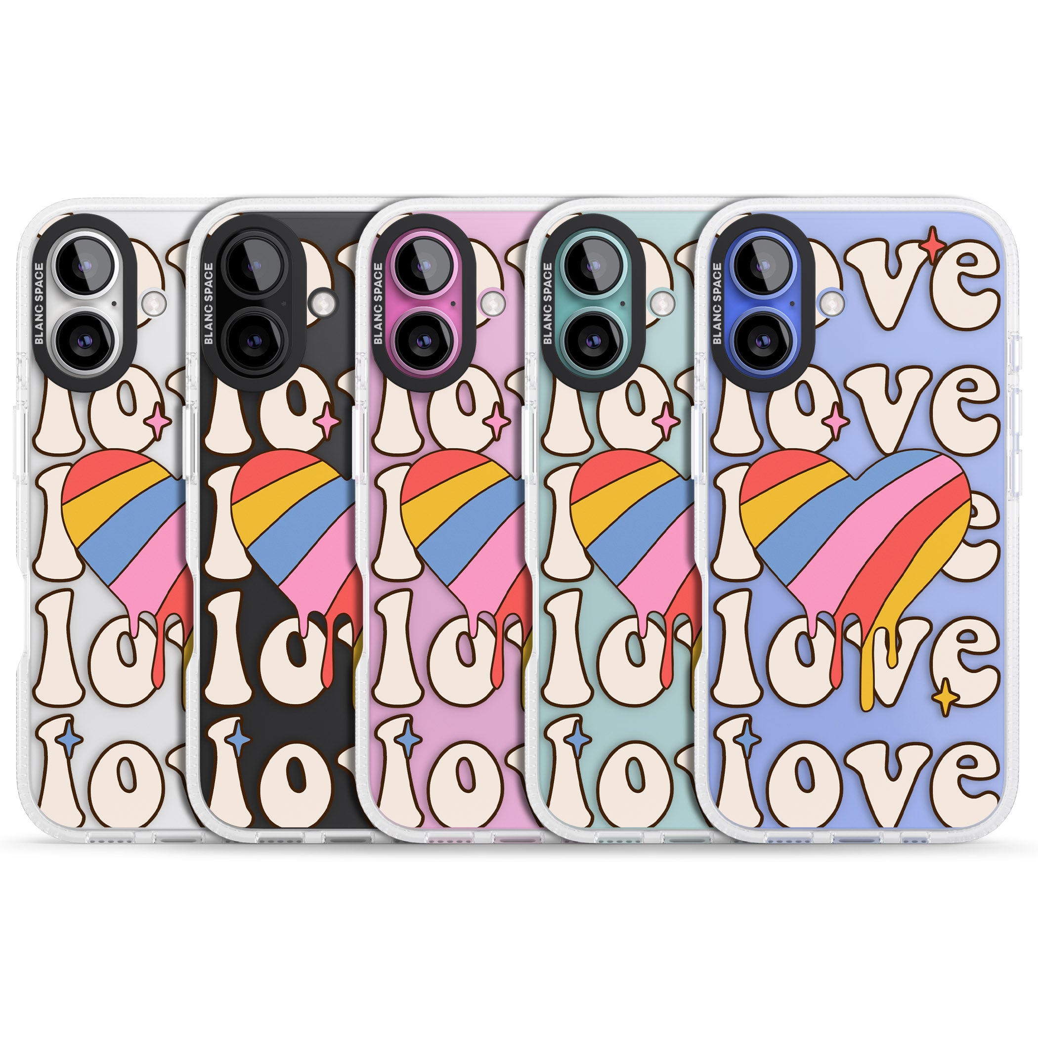 Groovy Love iPhone 16 / 16 Plus Clear Case Impact Air - Blanc Space