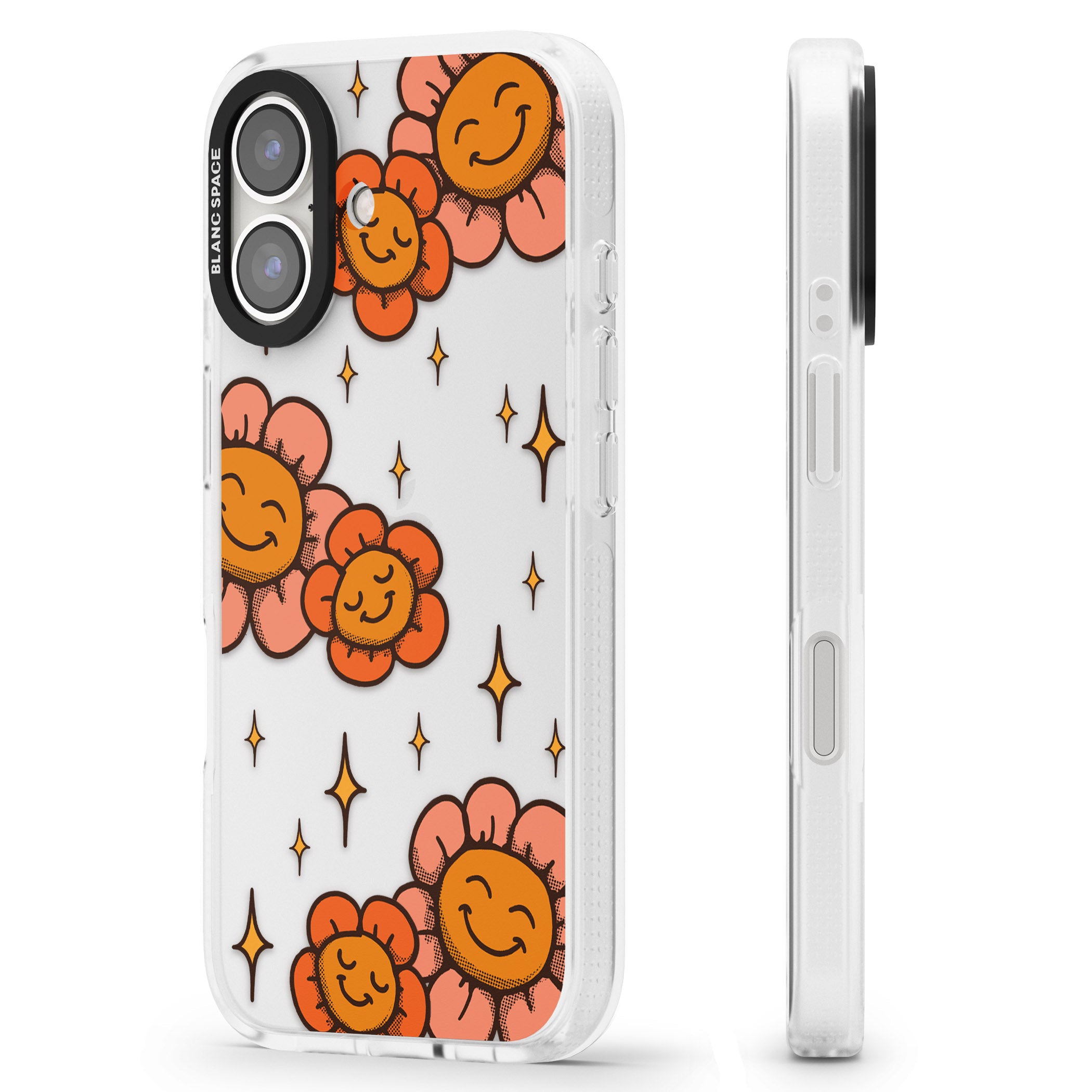 Mellow Flowers iPhone 16 / 16 Plus Clear Case Impact Air - Blanc Space
