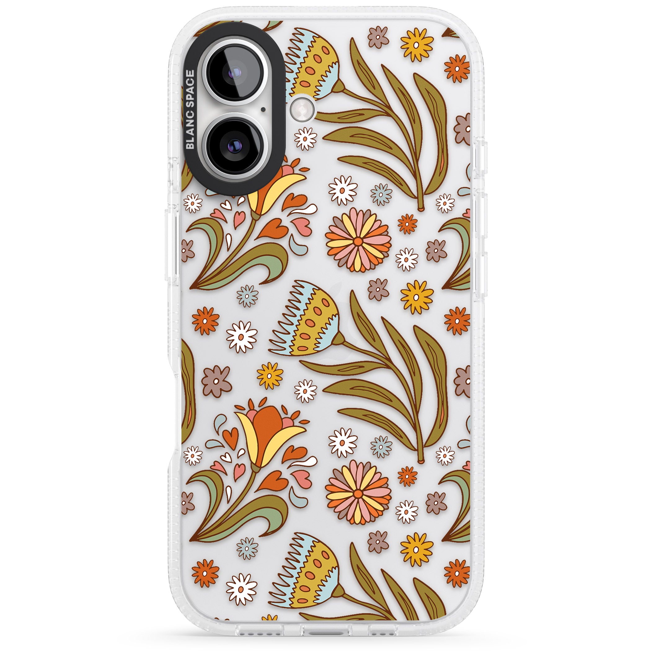 Boho Celestial Wildflower iPhone 16 / 16 Plus Clear Case Impact Air - Blanc Space