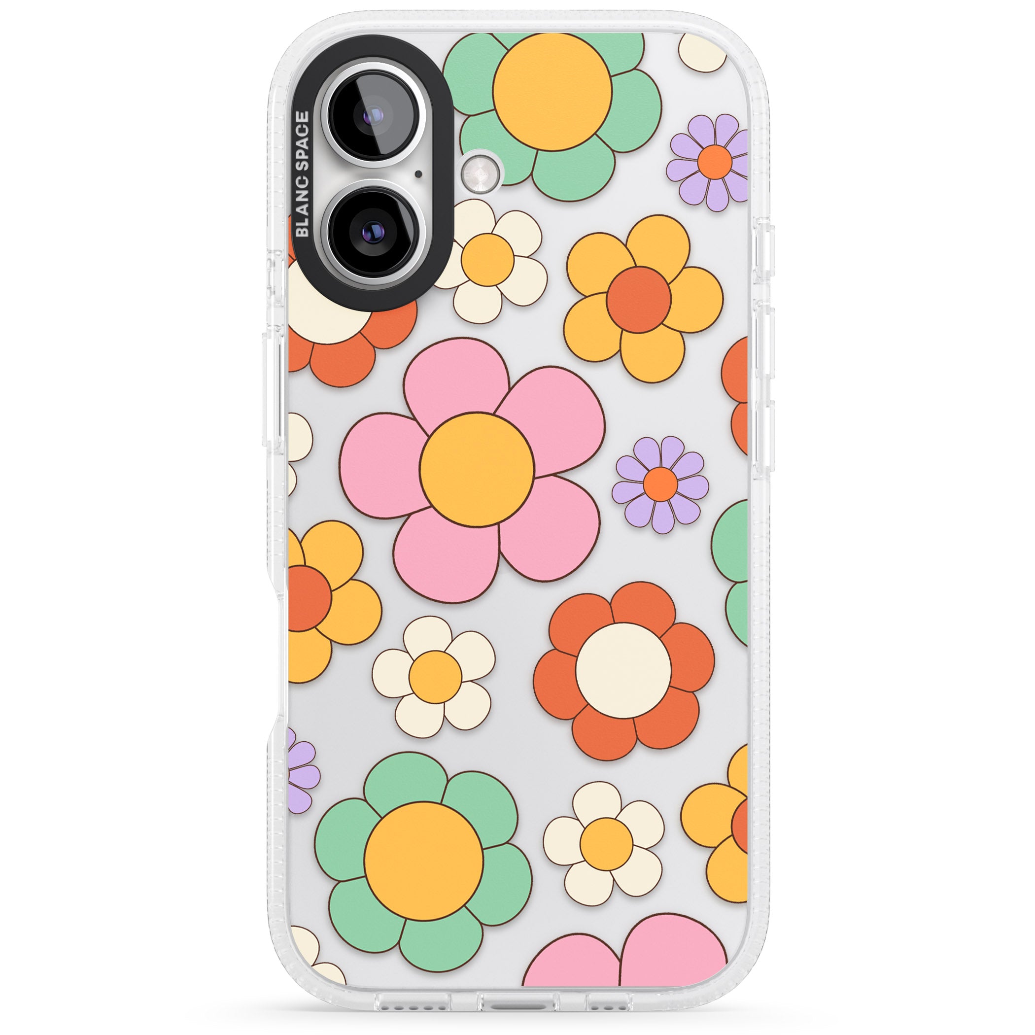 Groovy Blossoms iPhone 16 / 16 Plus Clear Case Impact Air - Blanc Space