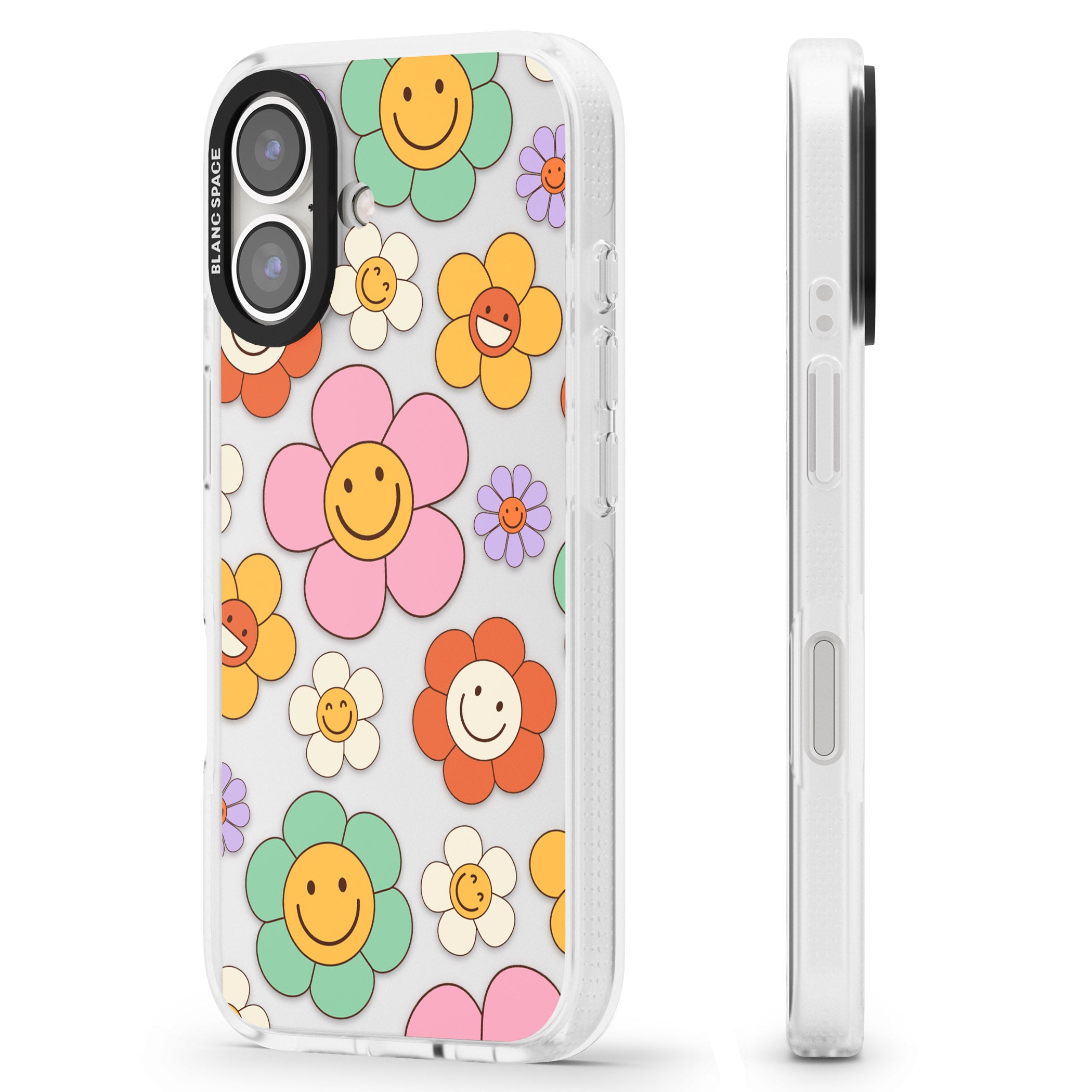 Happy Blossoms iPhone 16 / 16 Plus Clear Case Impact Air - Blanc Space