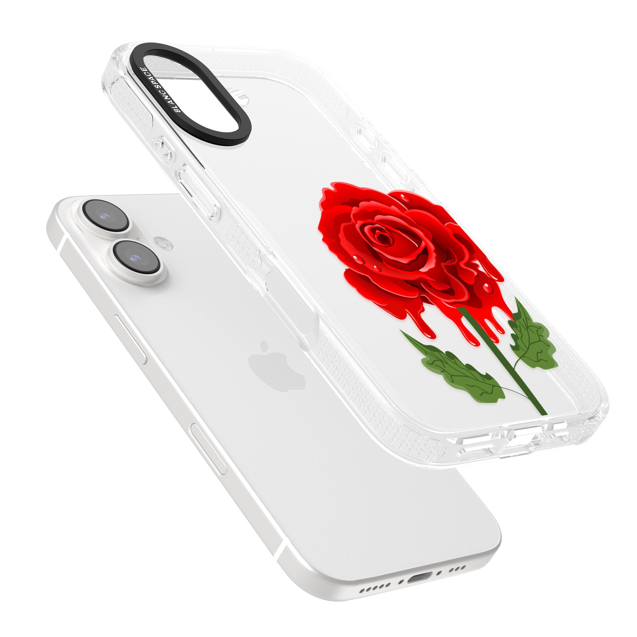 Melting Rose iPhone 16 / 16 Plus Clear Case Impact Air - Blanc Space