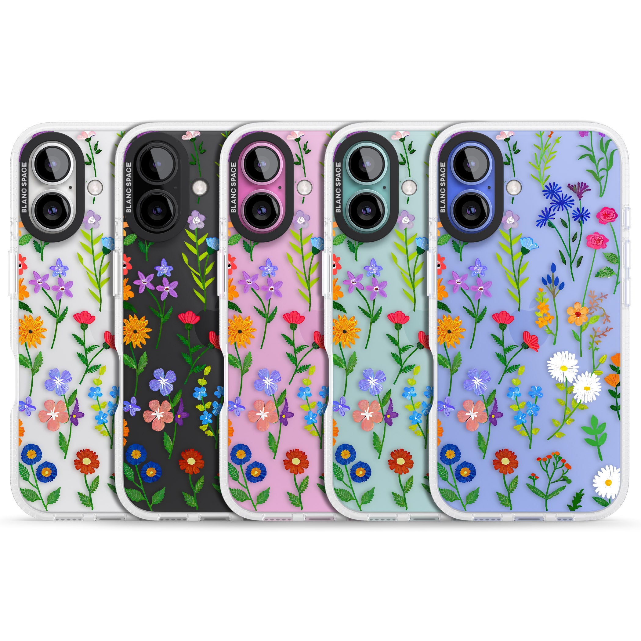 Wildflower Garden iPhone 16 / 16 Plus Clear Case Impact Air - Blanc Space
