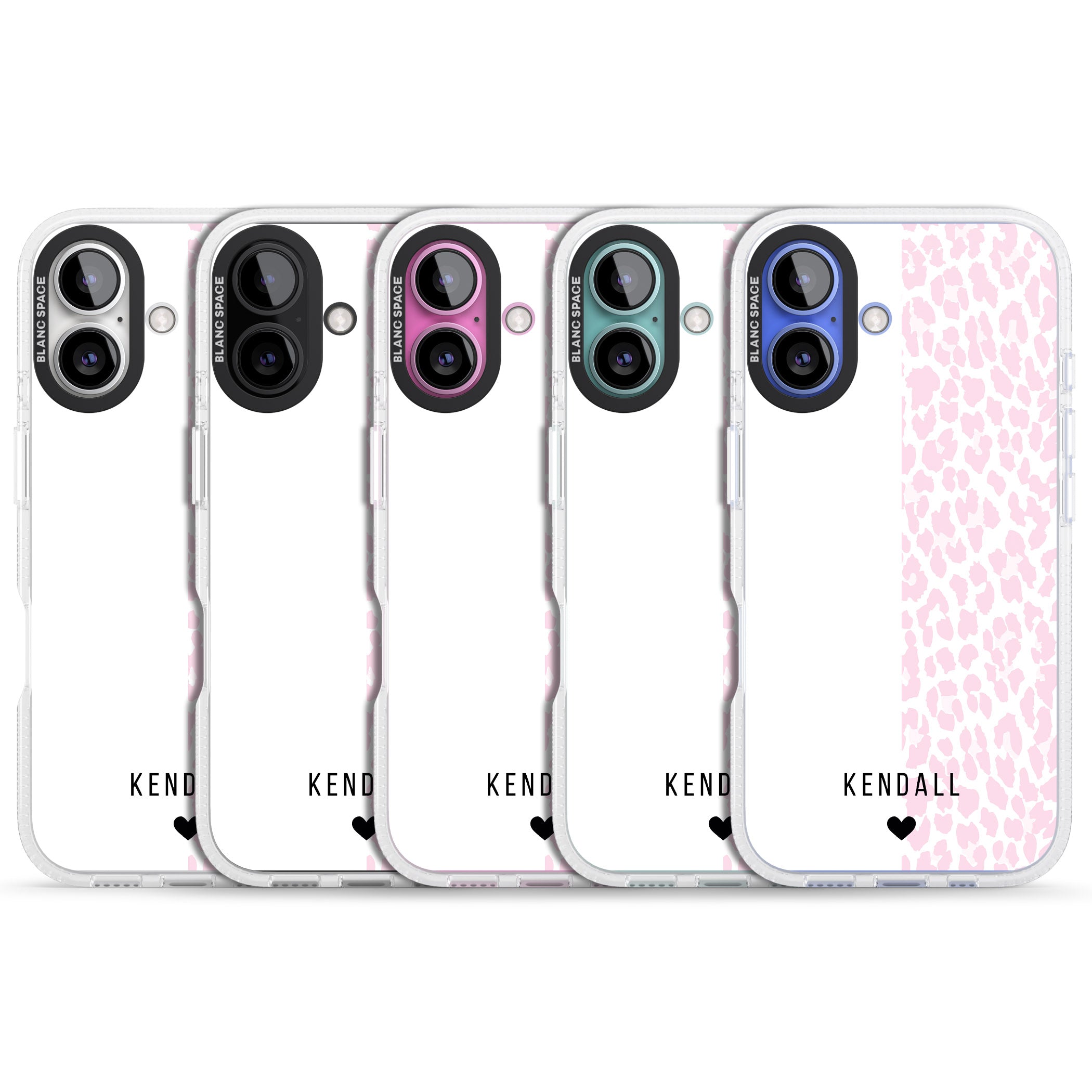 Personalised Pink & White Leopard Spots iPhone 16 / 16 Plus Clear Case Impact Air - Blanc Space