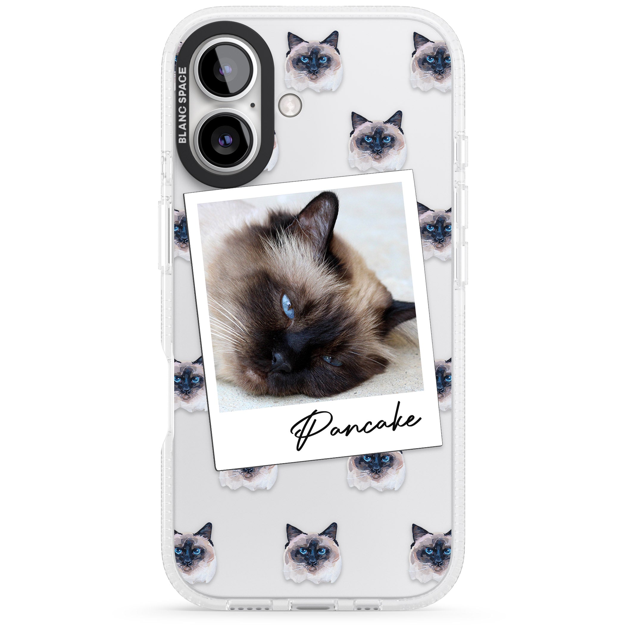 Personalised Burmese Cat Photo iPhone 16 / 16 Plus Clear Case Impact Air - Blanc Space