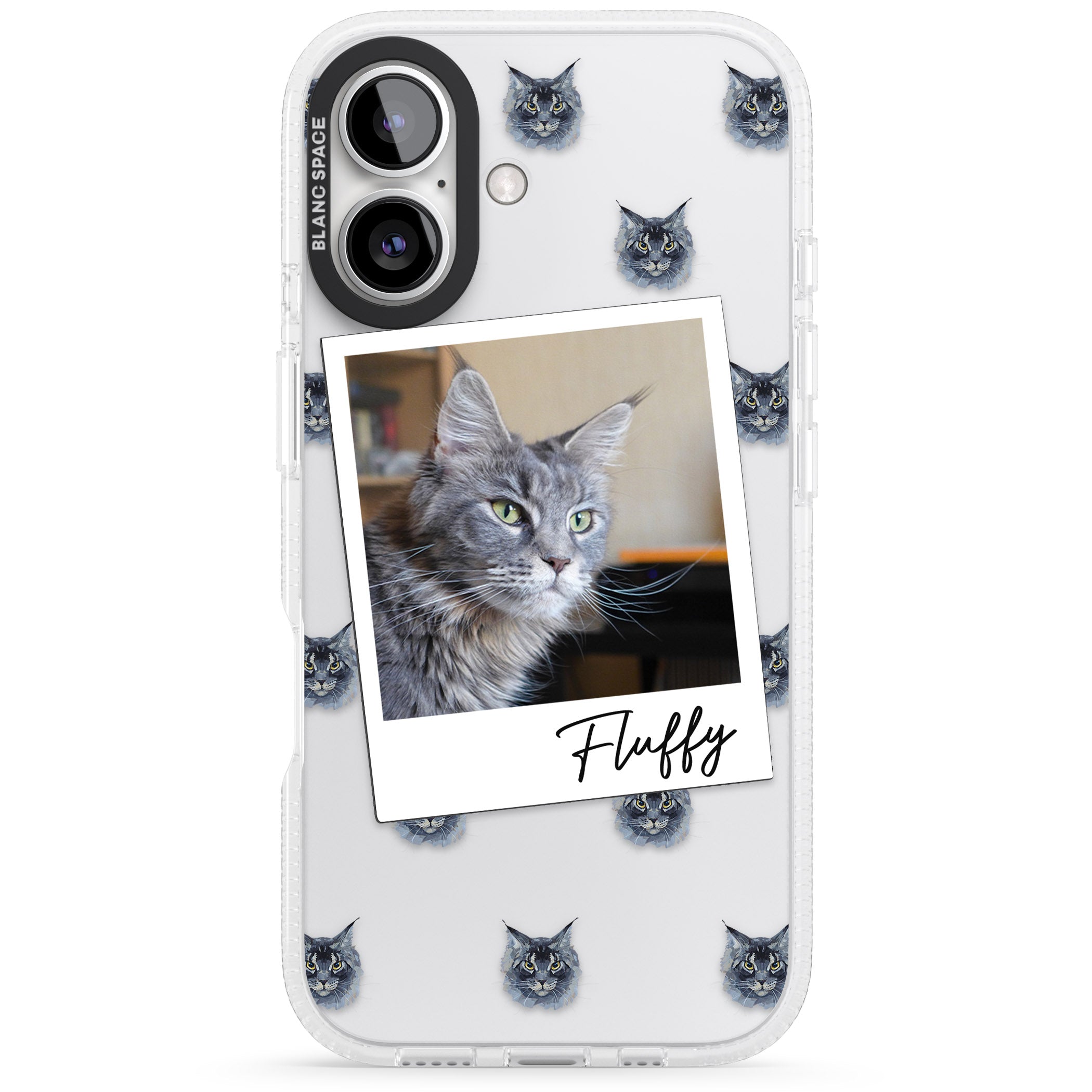 Personalised Maine Coon Photo iPhone 16 / 16 Plus Clear Case Impact Air - Blanc Space