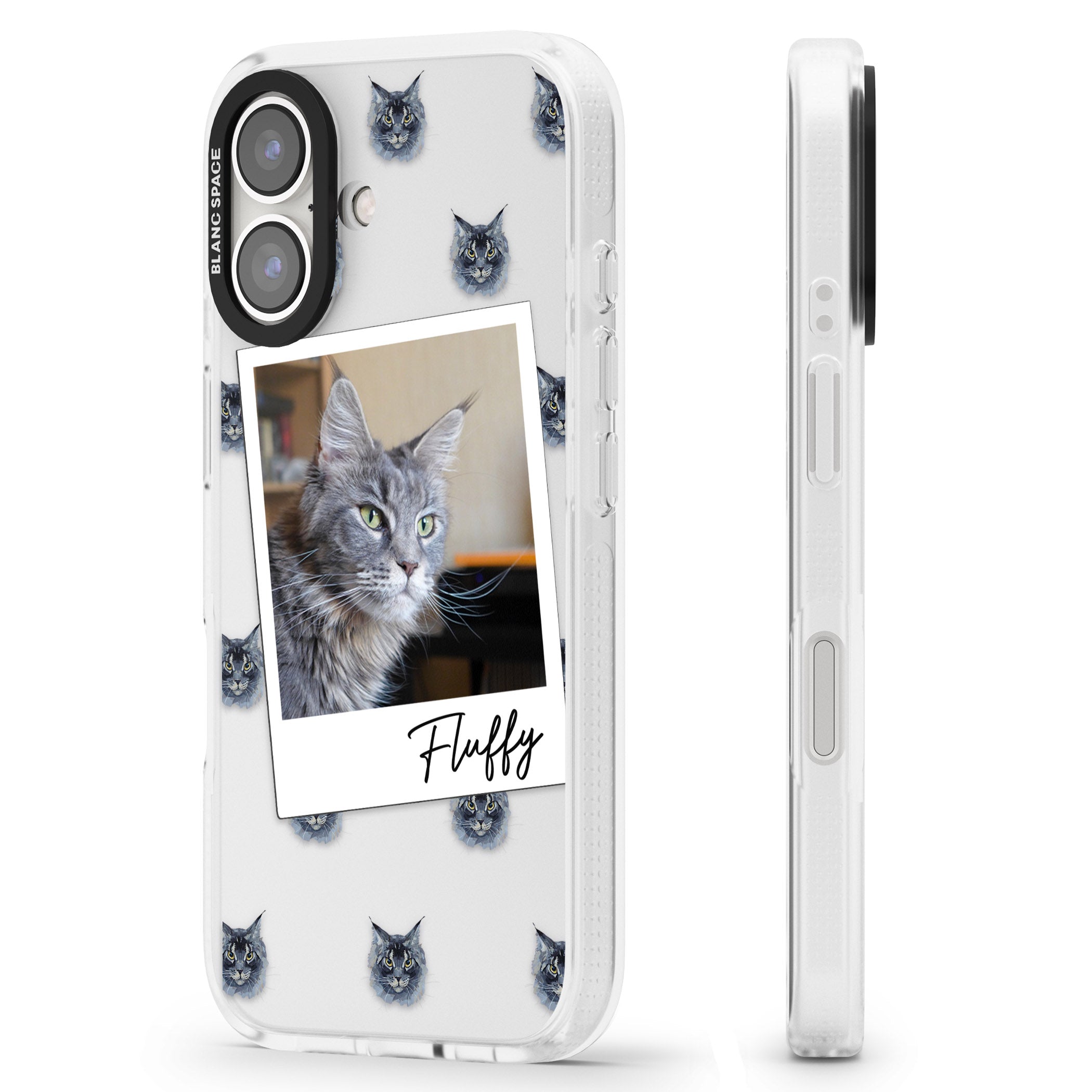 Personalised Maine Coon Photo iPhone 16 / 16 Plus Clear Case Impact Air - Blanc Space
