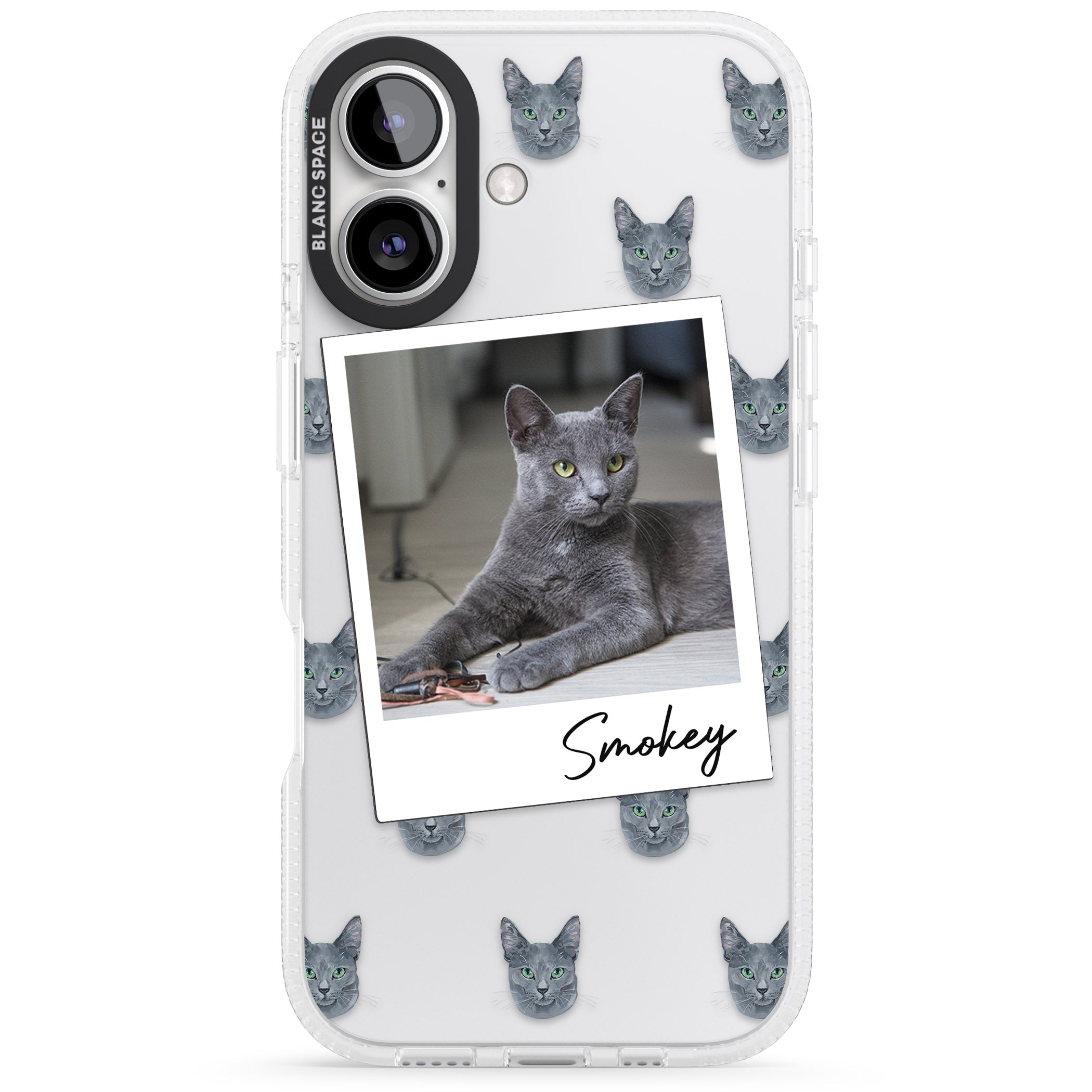 Personalised Korat Cat Photo iPhone 16 / 16 Plus Clear Case Impact Air - Blanc Space