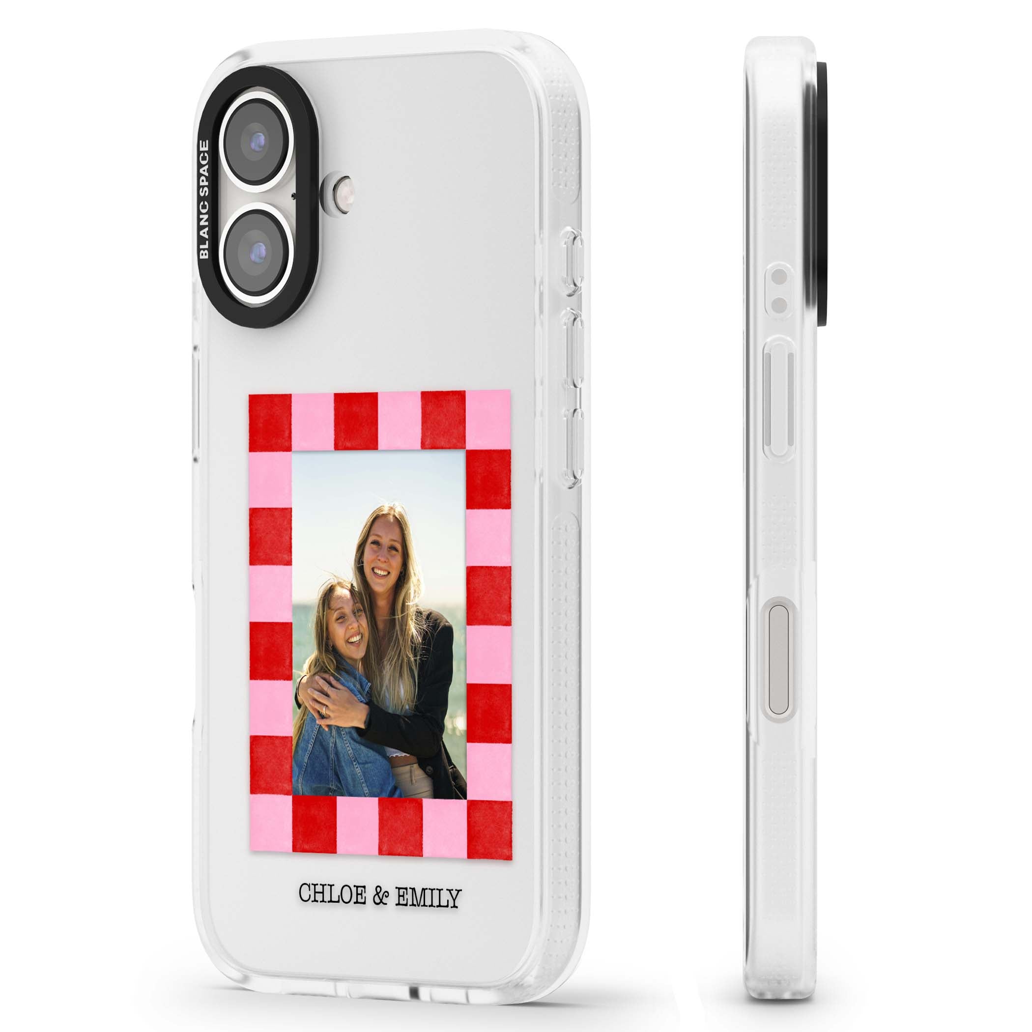 Bubblegum Check Photo for her iPhone case | Clear Case Impact Air case for iPhone 16, iPhone 16 Plus