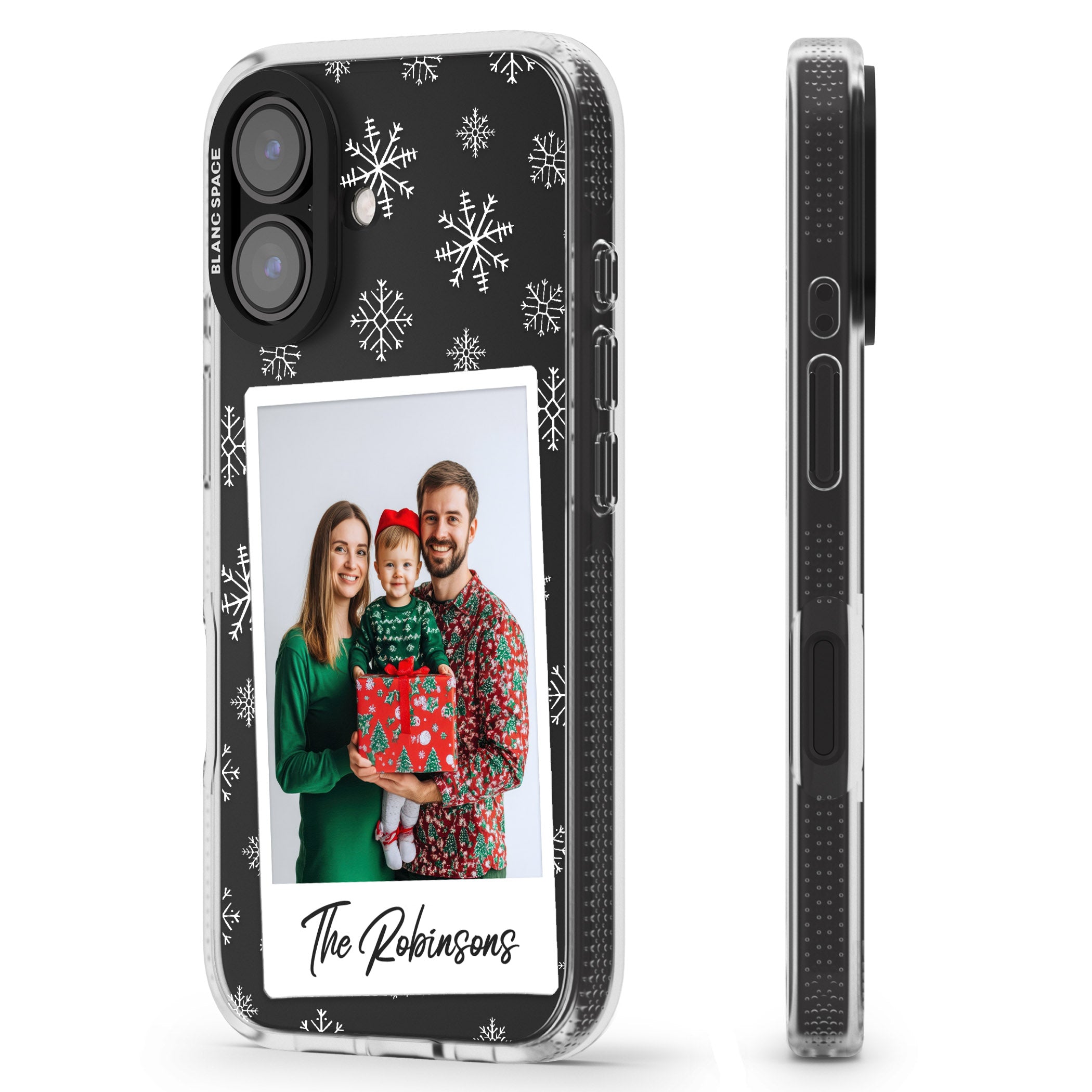 Personalised Snowflake Photo iPhone 16 / 16 Plus Clear Case Impact Air - Blanc Space
