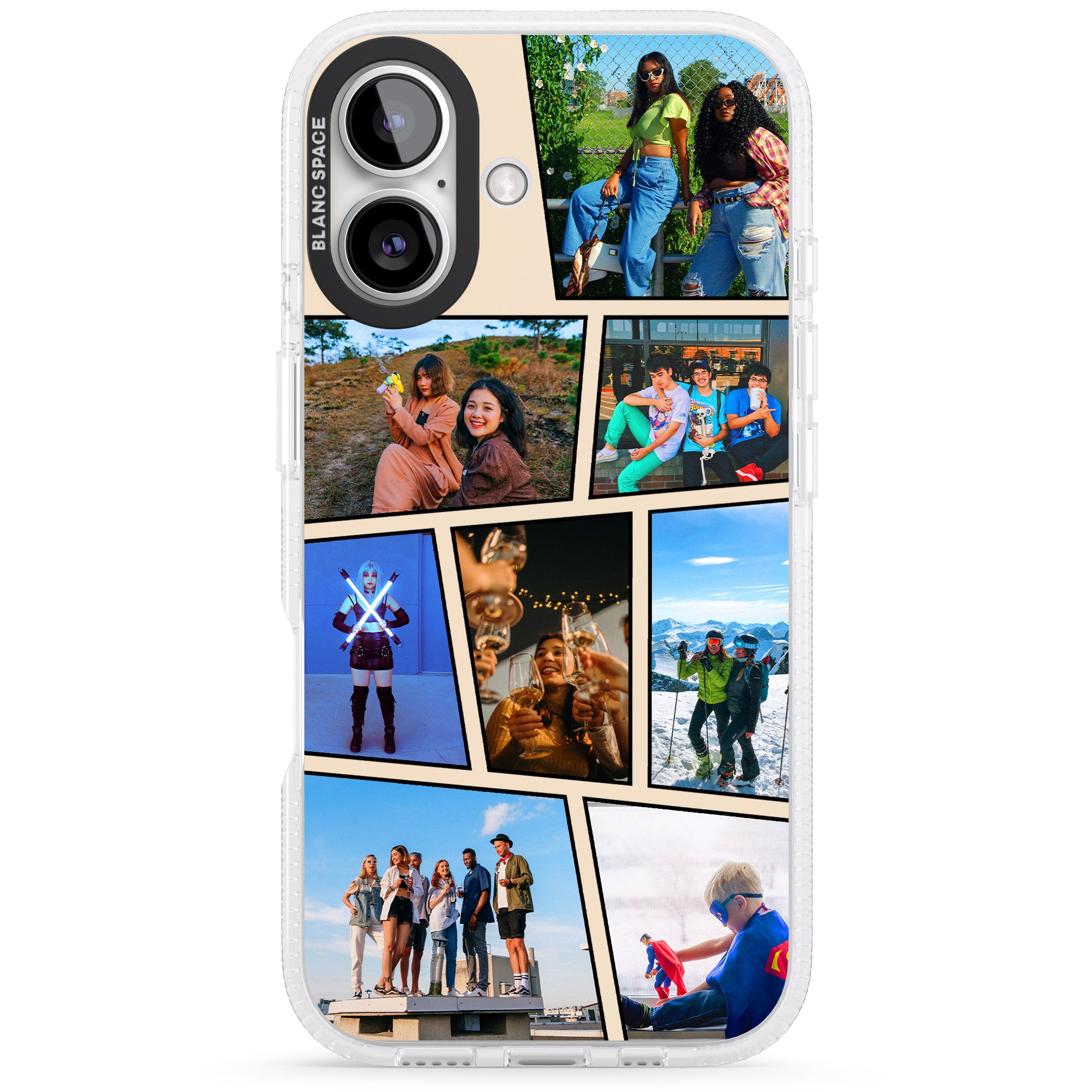 Comic Strip Photo iPhone 16 / 16 Plus Clear Case Impact Air - Blanc Space