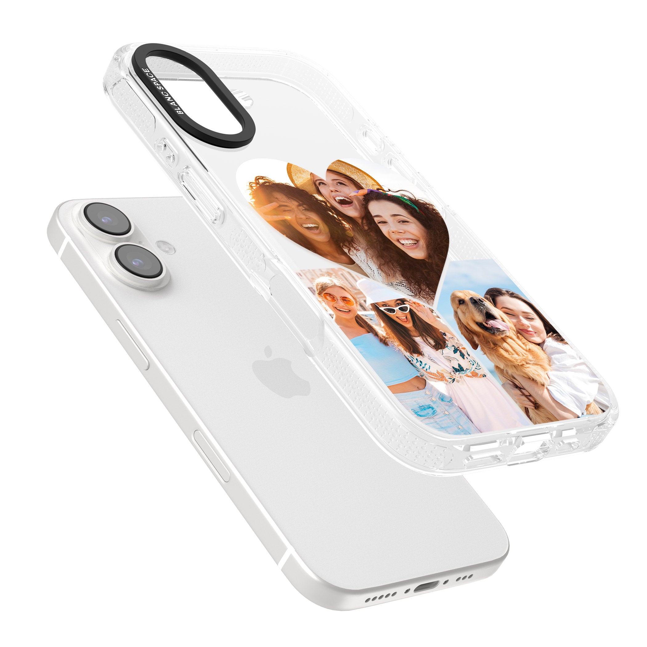 Personalised Heart Photo iPhone 16 / 16 Plus Clear Case Impact Air - Blanc Space