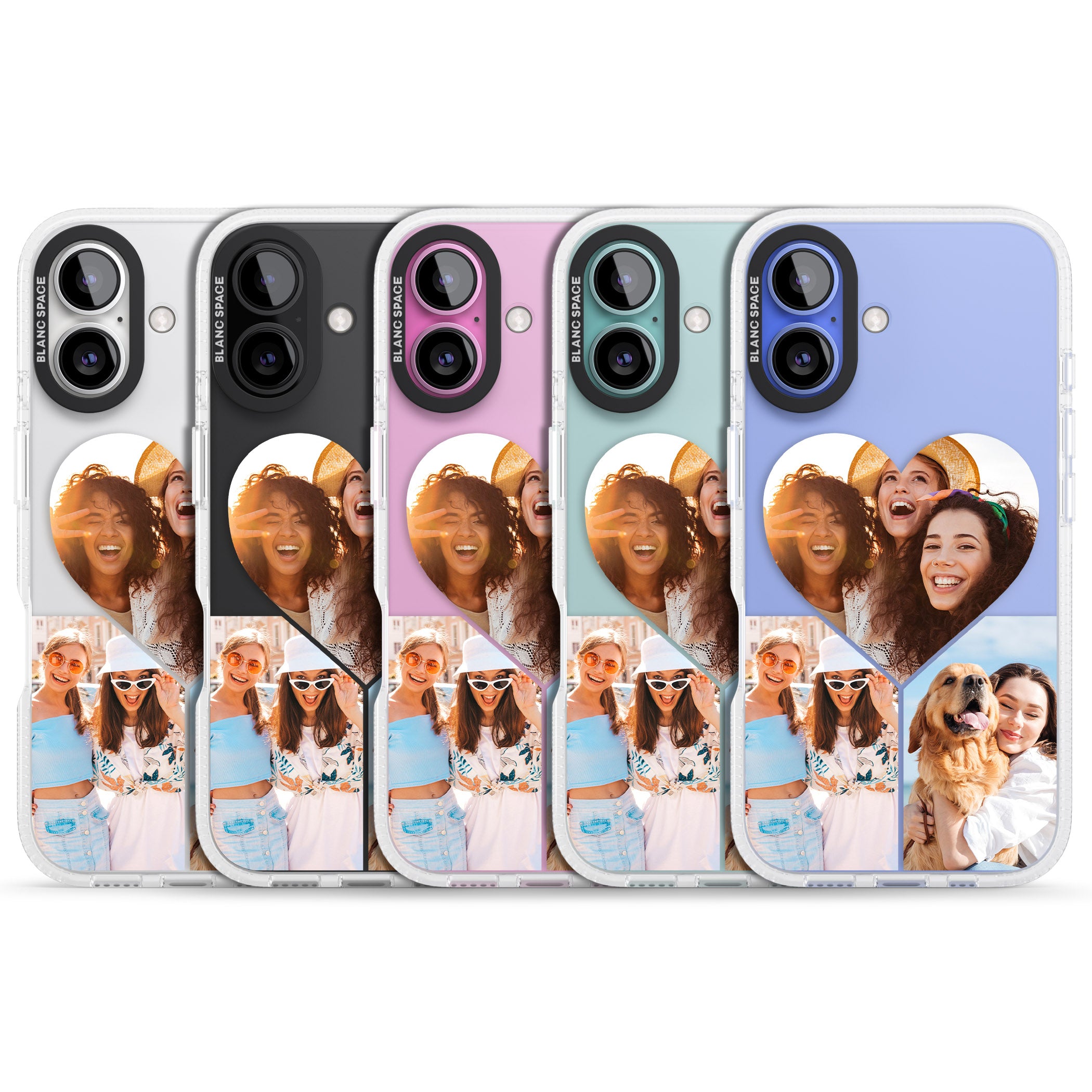 Personalised Heart Photo iPhone 16 / 16 Plus Clear Case Impact Air - Blanc Space