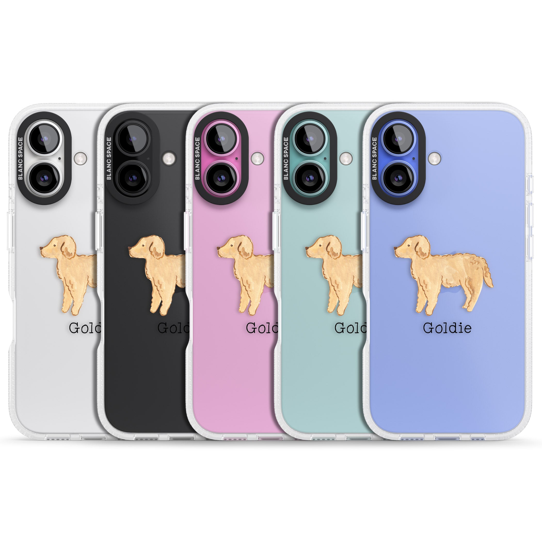Personalised Hand Painted Goldendoodle iPhone 16 / 16 Plus Clear Case Impact Air - Blanc Space