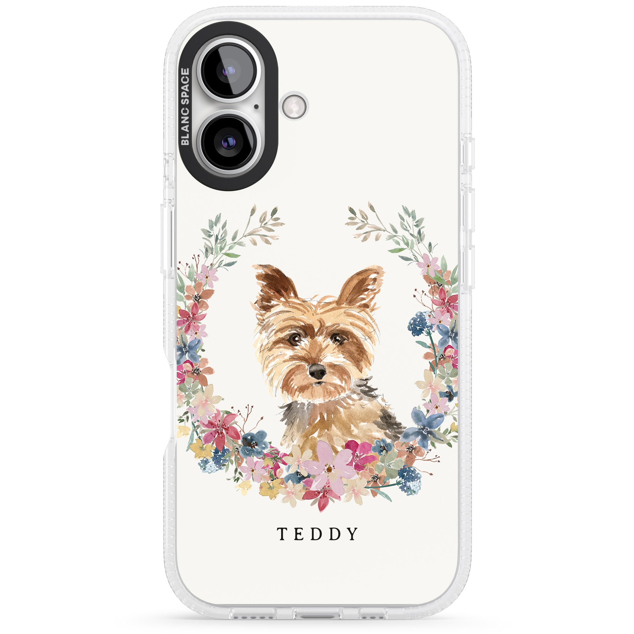 Personalised Yorkshire Terrier - Watercolour Dog Portrait iPhone 16 / 16 Plus Clear Case Impact Air - Blanc Space