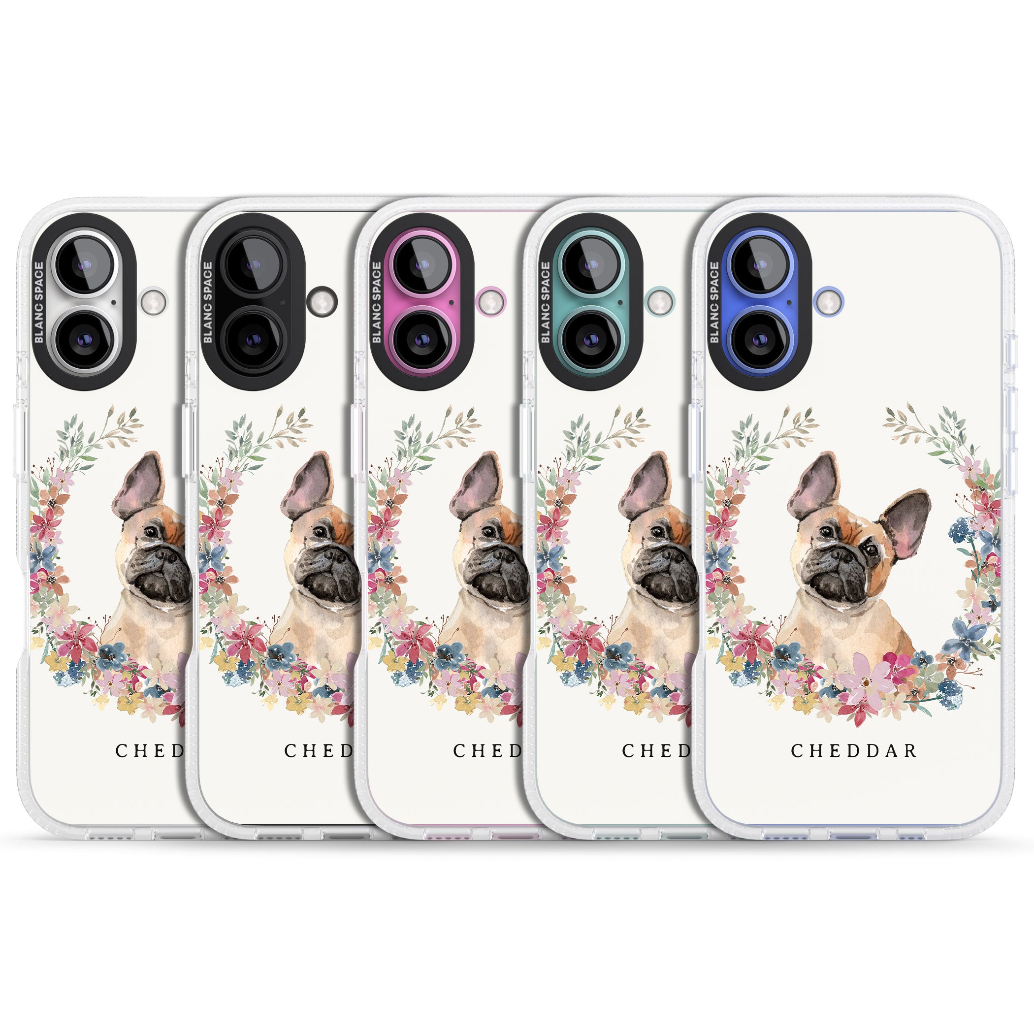 Personalised Tan French Bulldog Watercolour Dog Portrait iPhone 16 / 16 Plus Clear Case Impact Air - Blanc Space