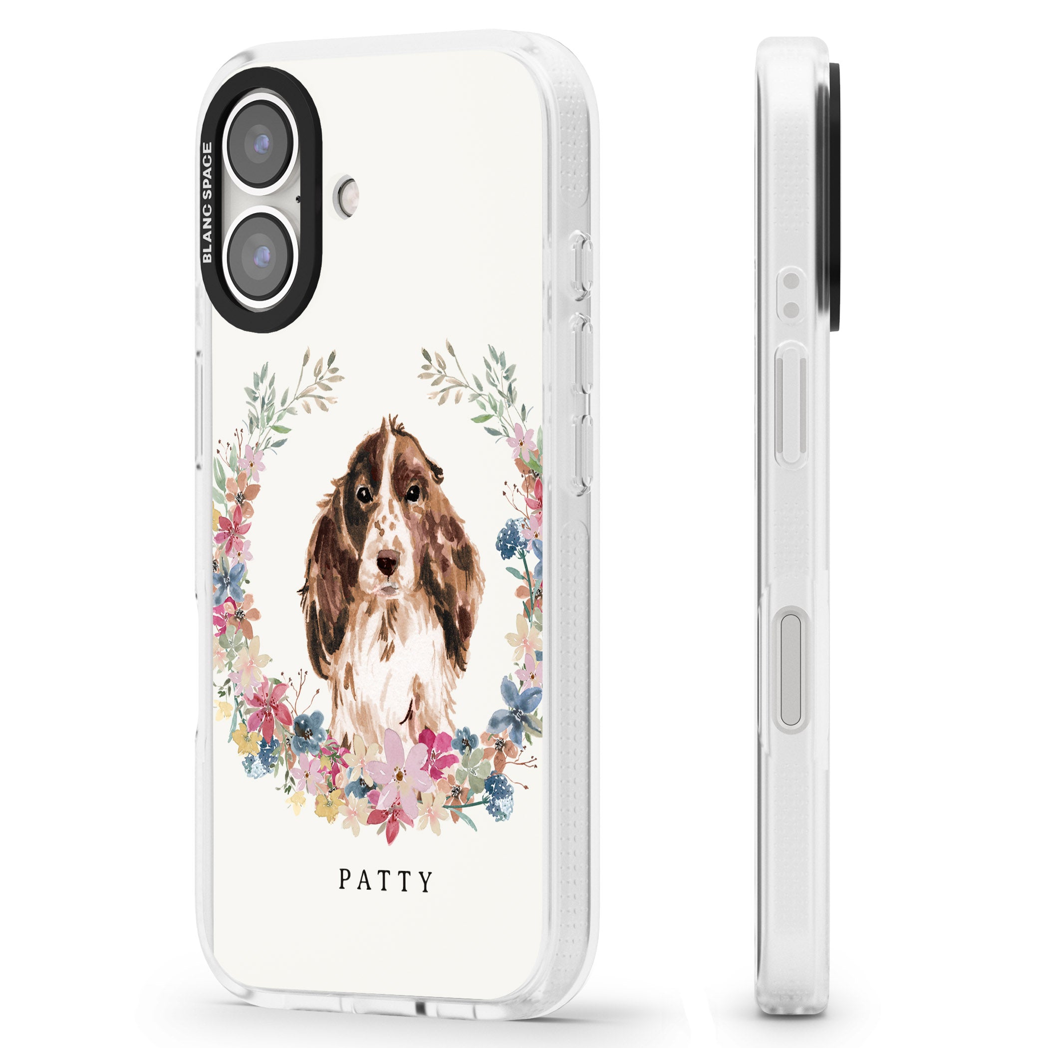 Personalised Brown Cocker Spaniel - Watercolour Dog Portrait iPhone 16 / 16 Plus Clear Case Impact Air - Blanc Space