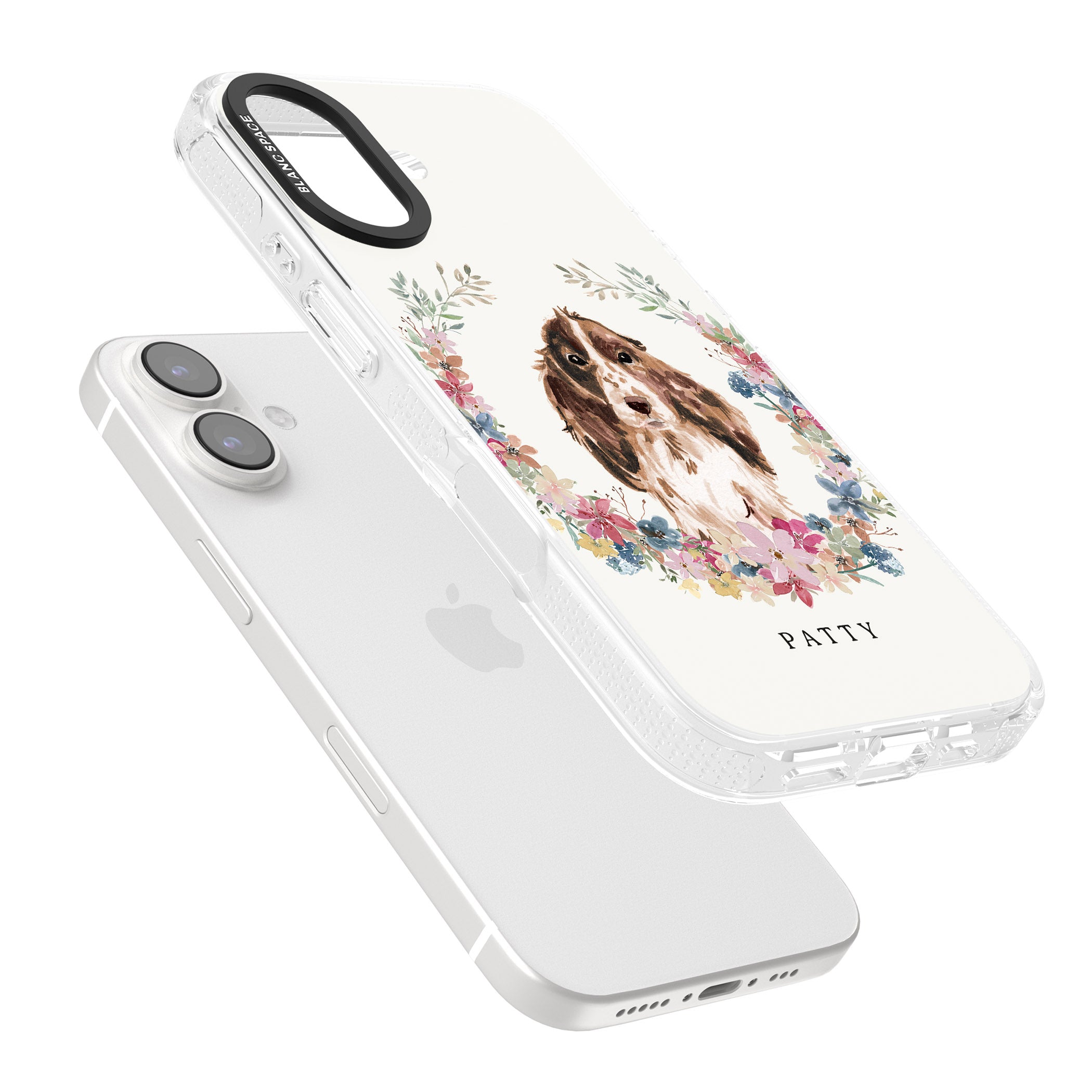 Personalised Brown Cocker Spaniel - Watercolour Dog Portrait iPhone 16 / 16 Plus Clear Case Impact Air - Blanc Space