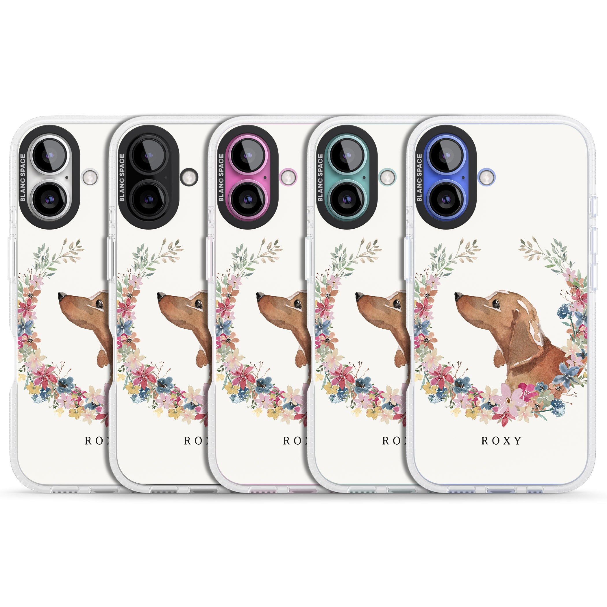 Personalised Tan Dachshund - Watercolour Dog Portrait iPhone 16 / 16 Plus Clear Case Impact Air - Blanc Space