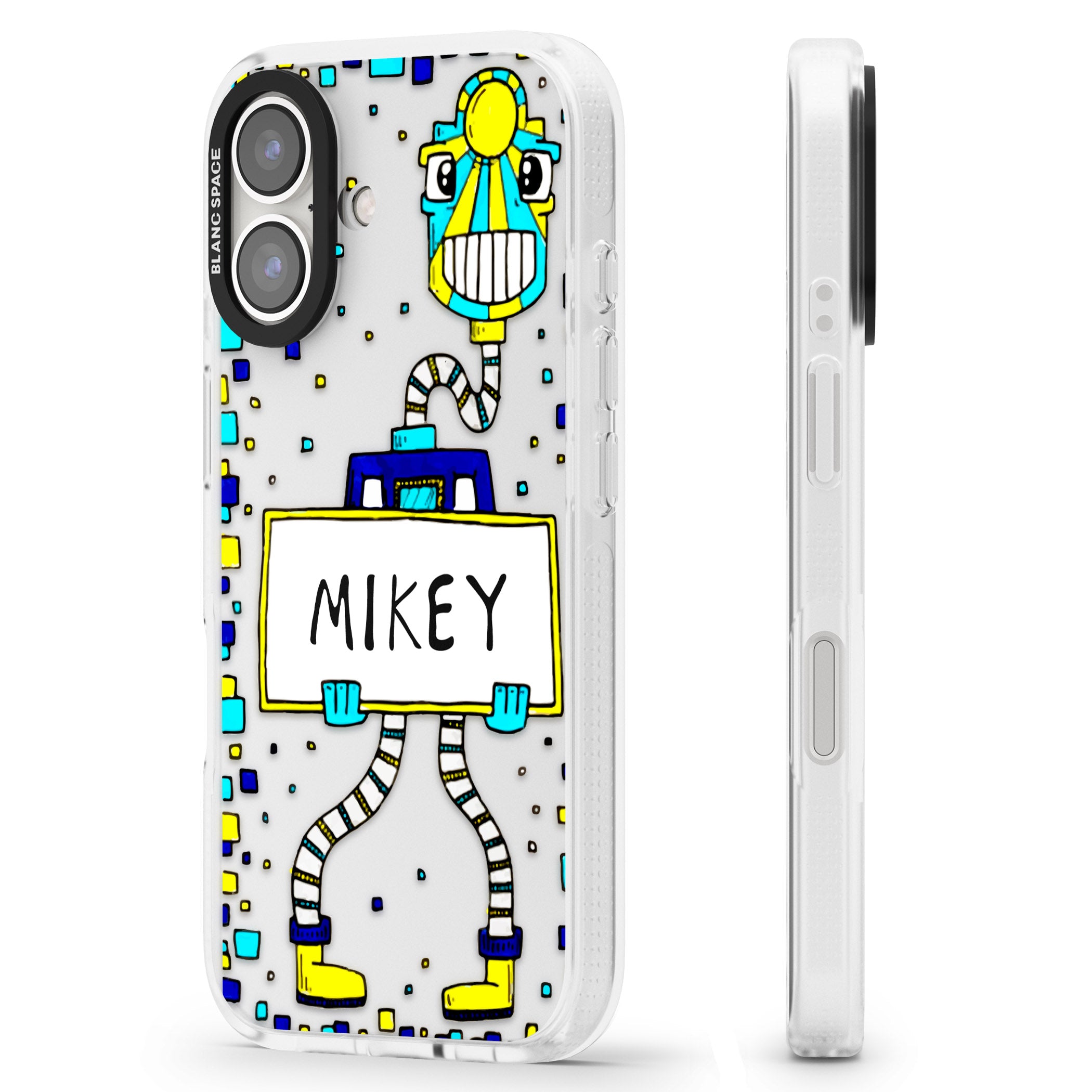 Personalised Tubes Guy iPhone 16 / 16 Plus Clear Case Impact Air - Blanc Space