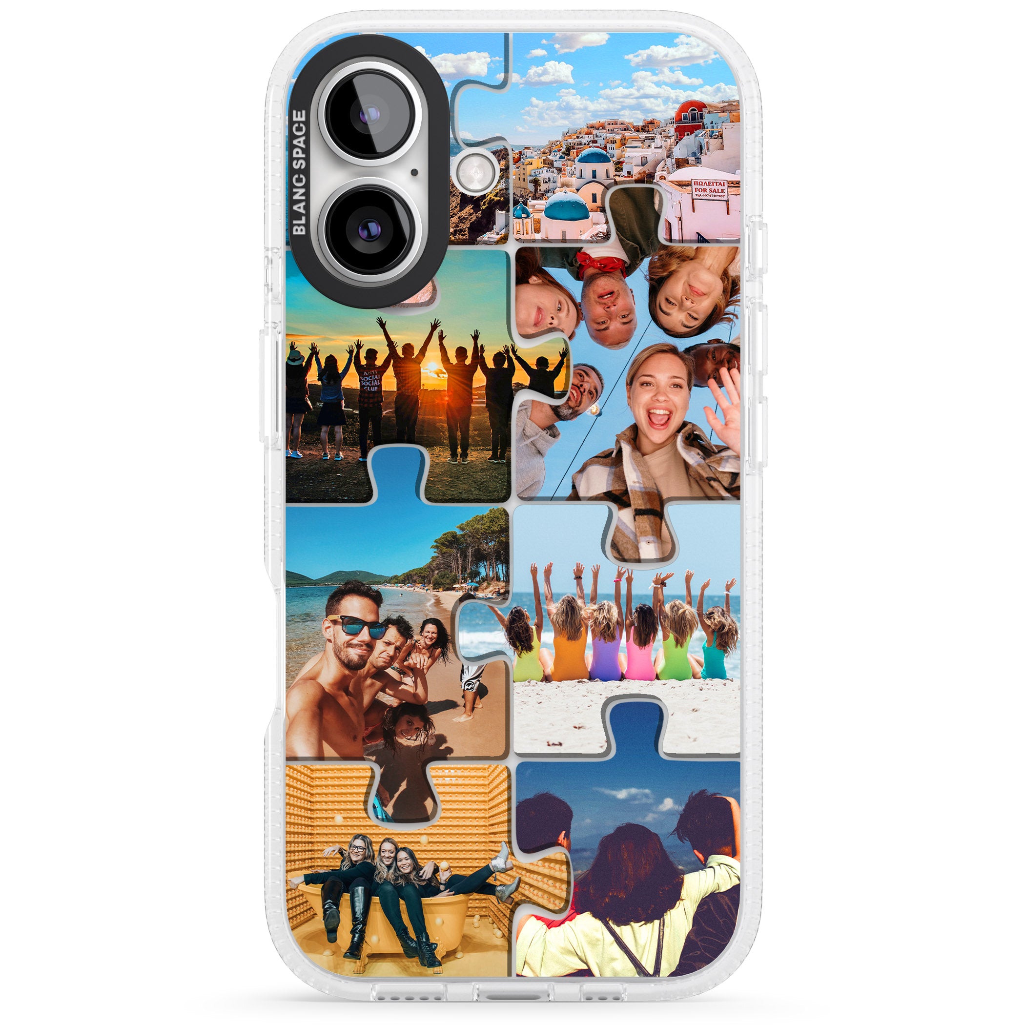 Personalised Jigsaw Photo Grid iPhone 16 / 16 Plus Clear Case Impact Air - Blanc Space