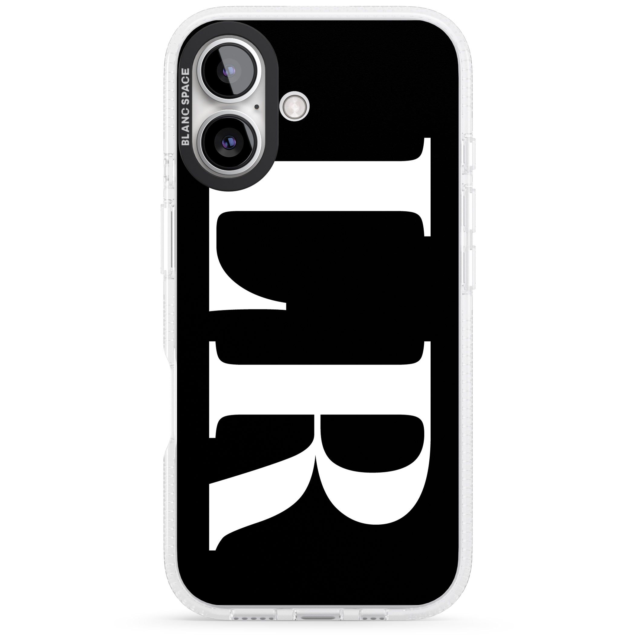 Personalised White & Black Letters iPhone 16 / 16 Plus Clear Case Impact Air - Blanc Space