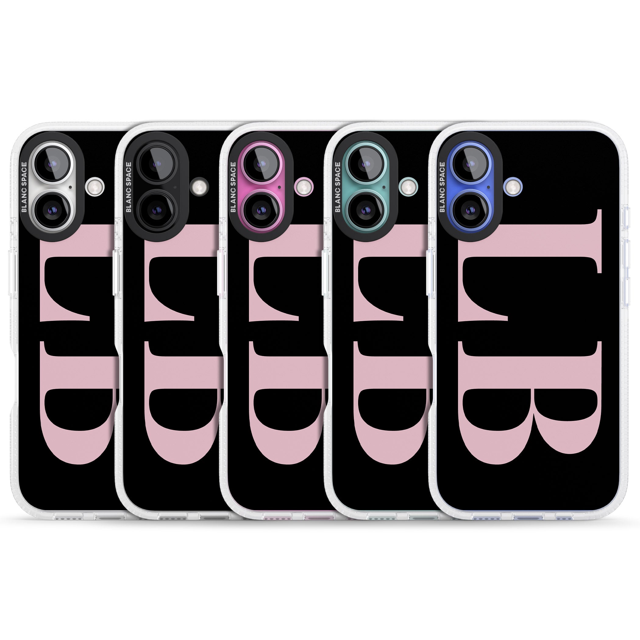 Personalised Pink & Black Letters iPhone 16 / 16 Plus Clear Case Impact Air - Blanc Space