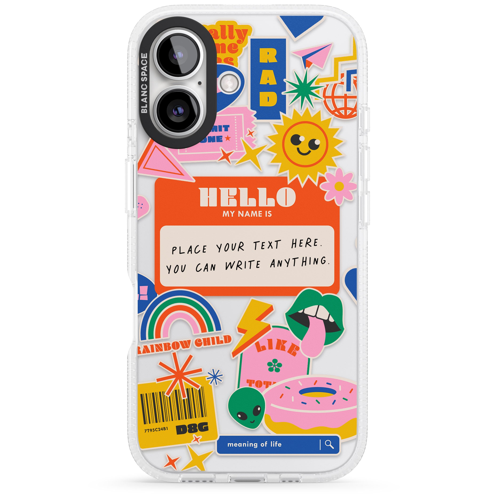 Personalised Nostalgia Sticker Mix #2 iPhone 16 / 16 Plus Clear Case Impact Air - Blanc Space
