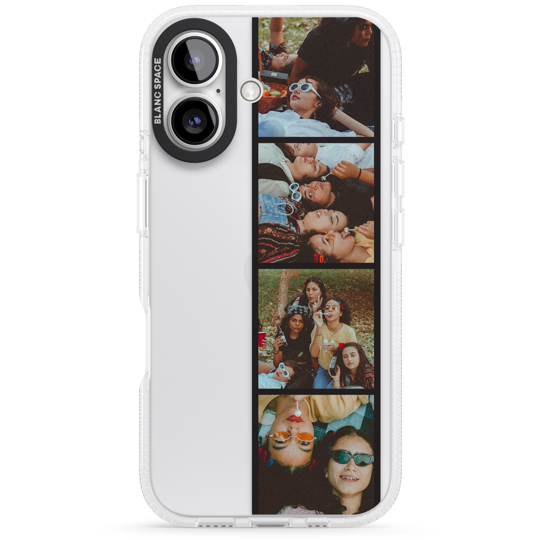 Personalised Photo Strip iPhone 16 / 16 Plus Clear Case Impact Air - Blanc Space