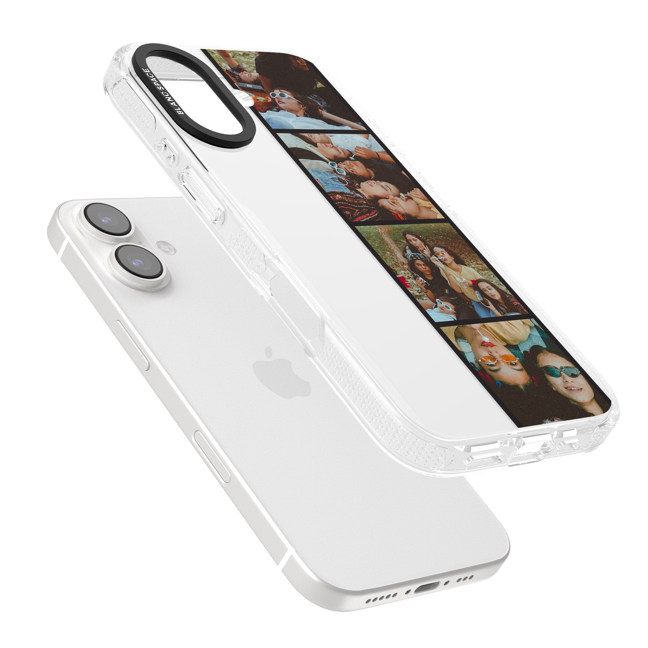 Personalised Photo Strip iPhone 16 / 16 Plus Clear Case Impact Air - Blanc Space