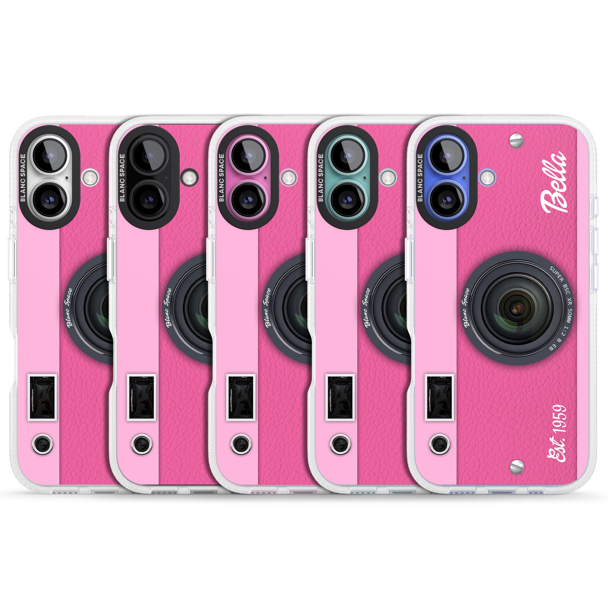 Personalised Pink Dream Camera iPhone 16 / 16 Plus Clear Case Impact Air - Blanc Space