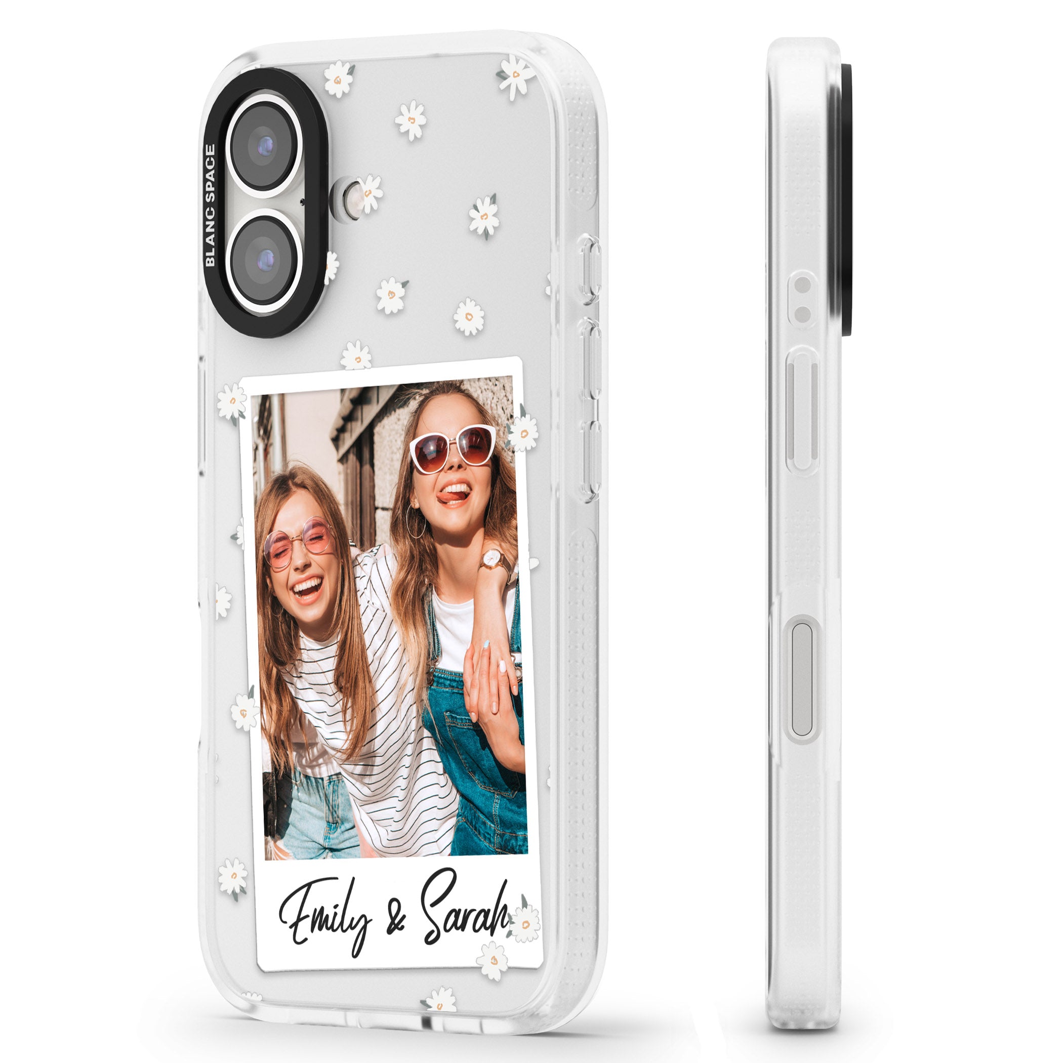 Personalised Daisy Instant Photo iPhone 16 / 16 Plus Clear Case Impact Air - Blanc Space