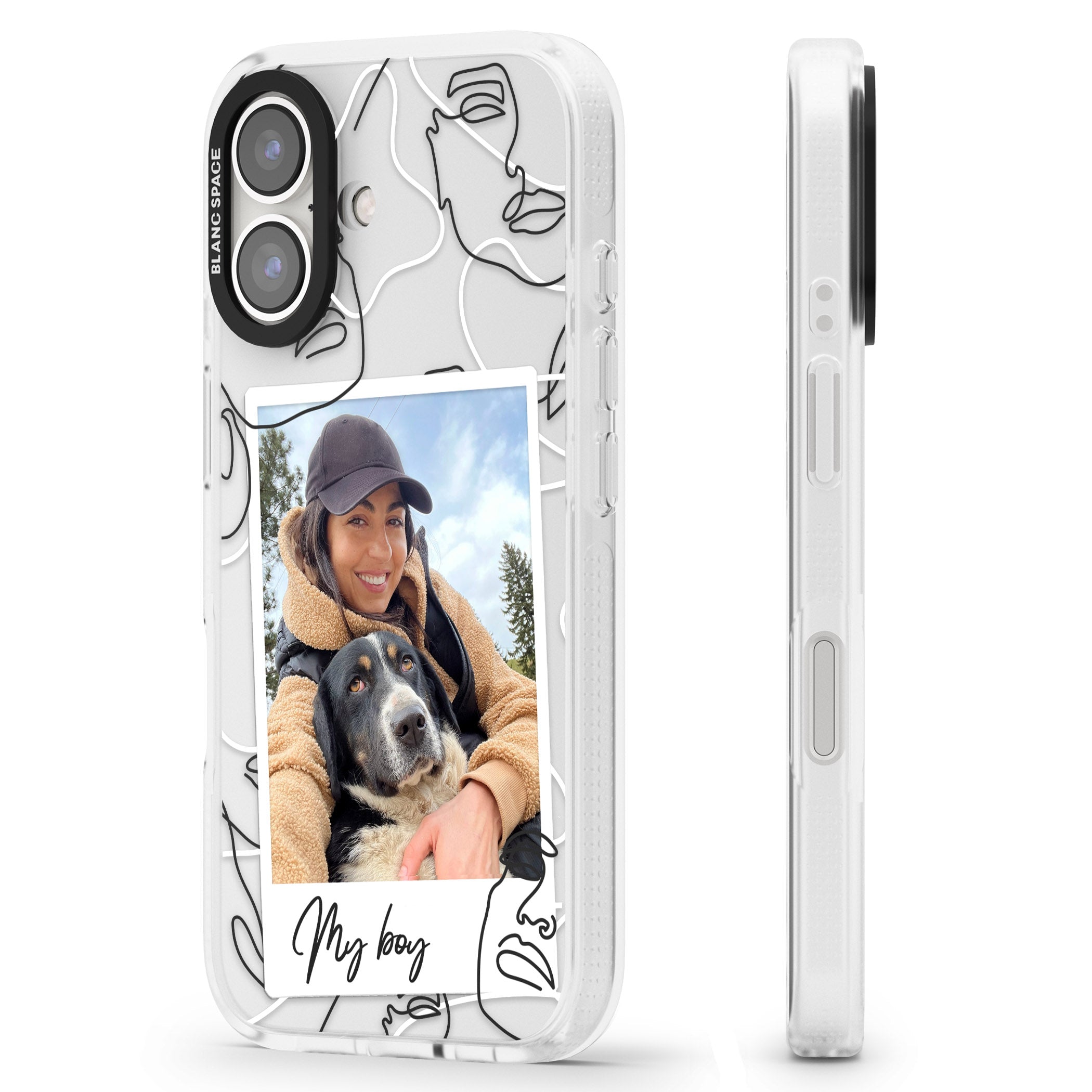 Personalised Abstract Faces Instant Photo iPhone 16 / 16 Plus Clear Case Impact Air - Blanc Space