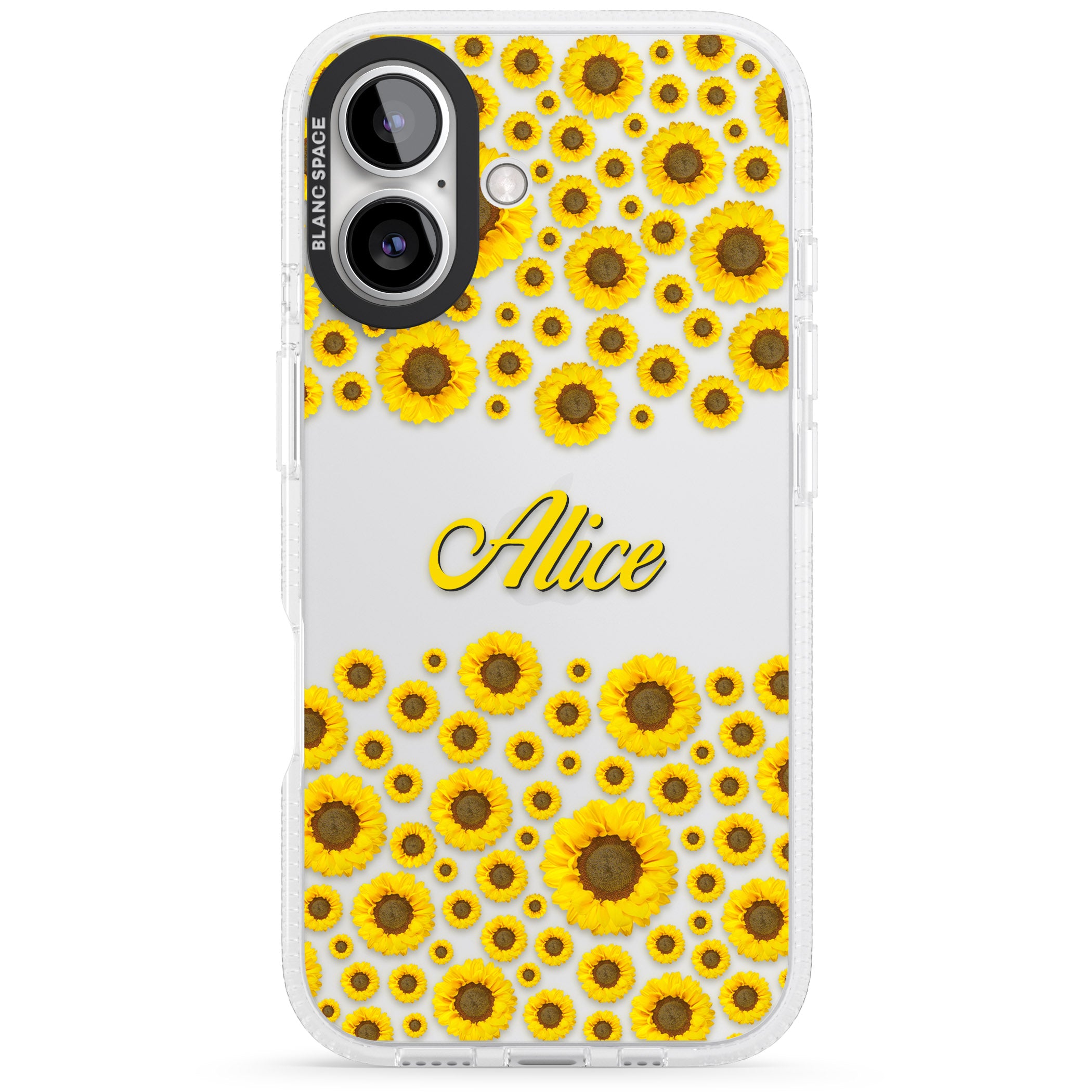 Personalised Sunflowers iPhone 16 / 16 Plus Clear Case Impact Air - Blanc Space
