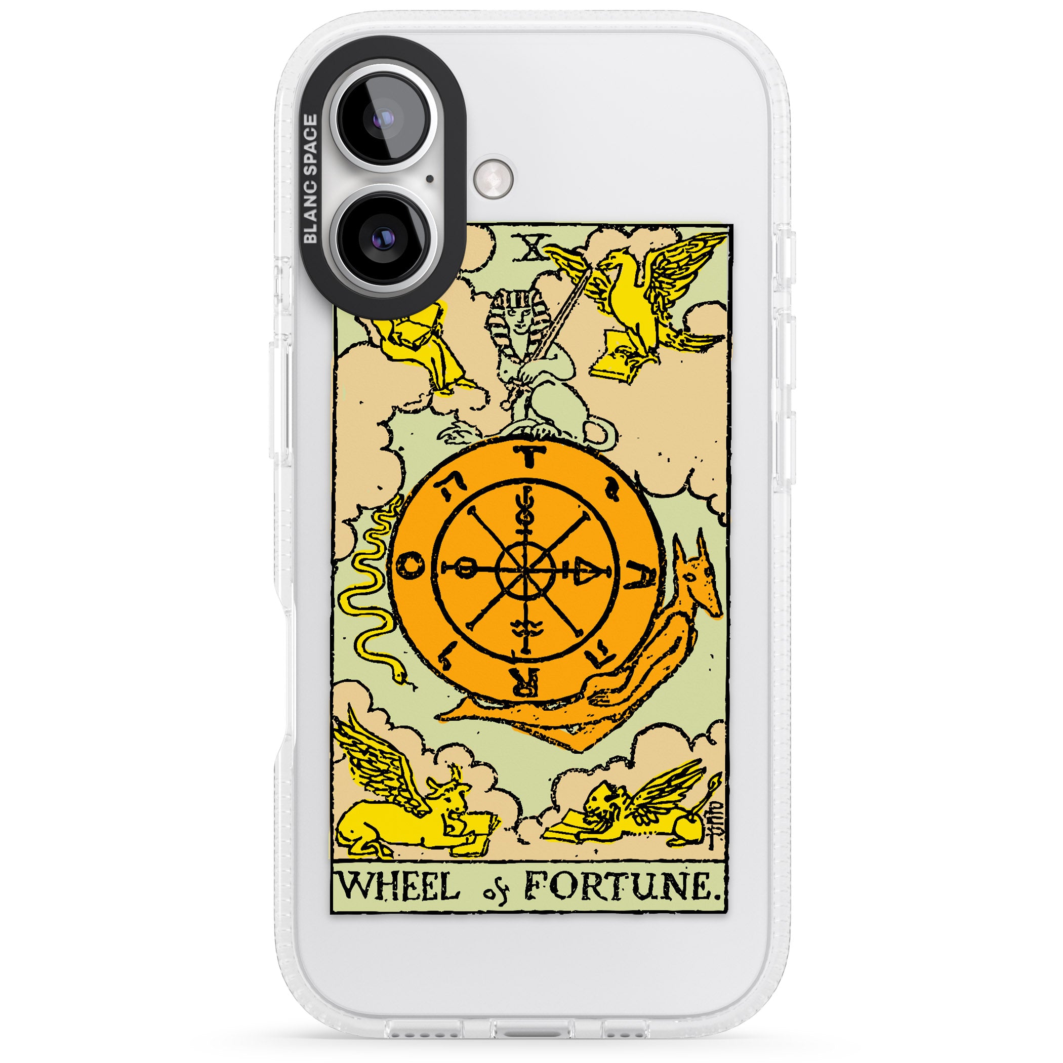 Personalised Wheel of Fortune Tarot Card - Colour iPhone 16 / 16 Plus Clear Case Impact Air - Blanc Space