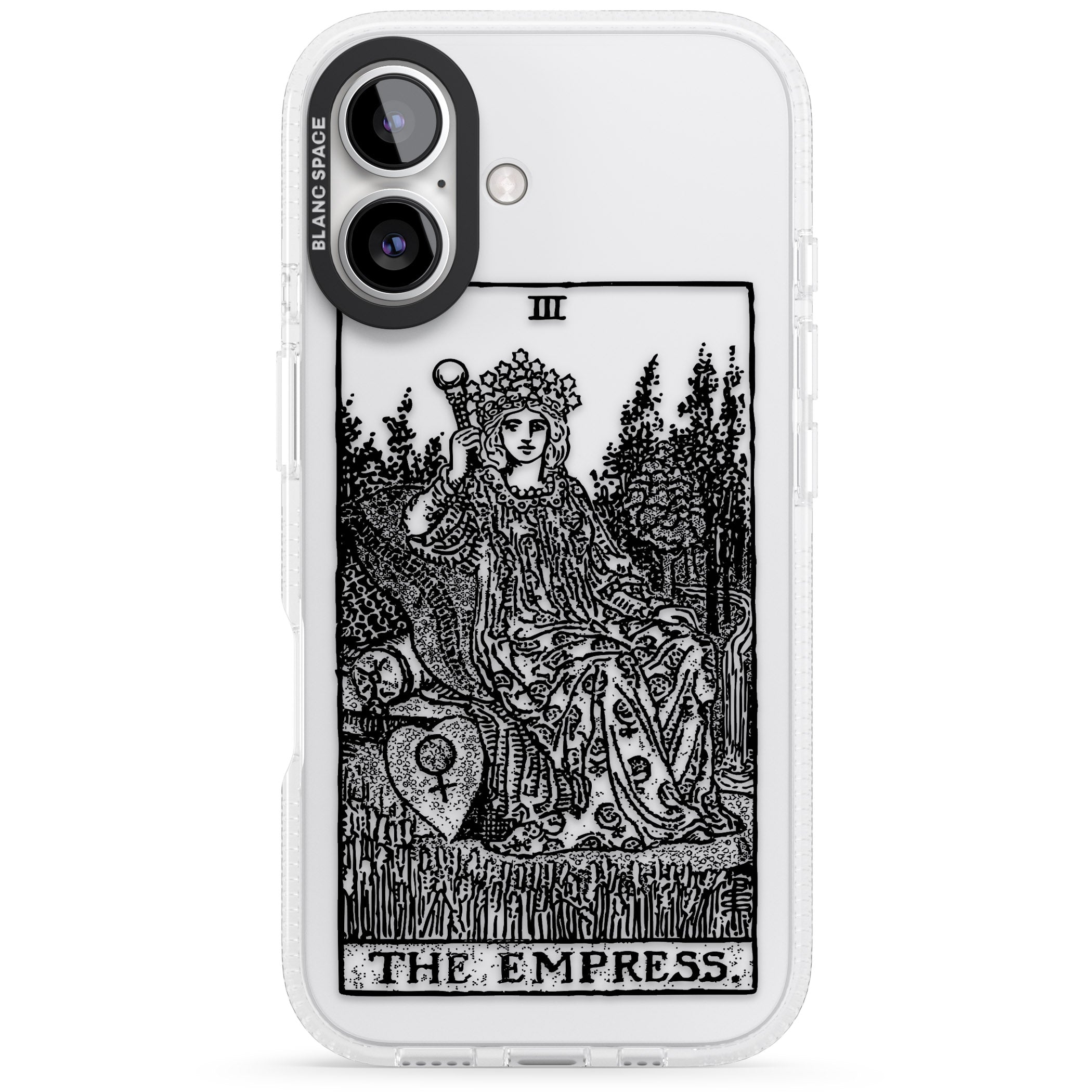 Personalised The Empress Tarot Card - Transparent iPhone 16 / 16 Plus Clear Case Impact Air - Blanc Space