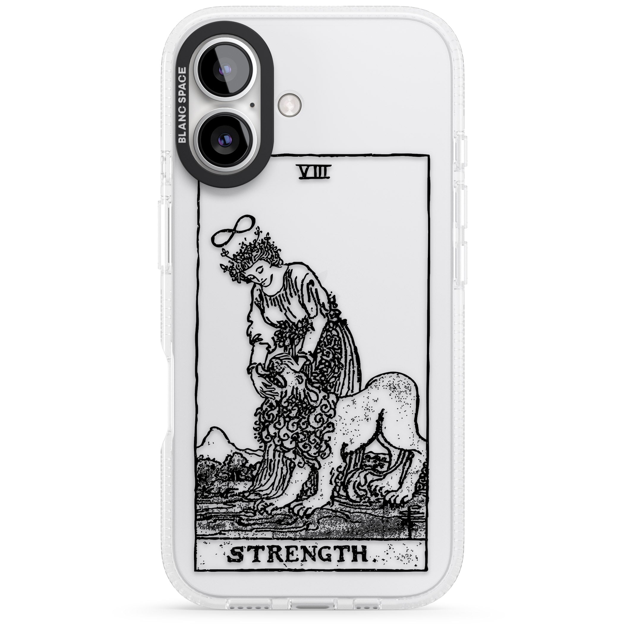 Personalised Strength Tarot Card - Transparent iPhone 16 / 16 Plus Clear Case Impact Air - Blanc Space