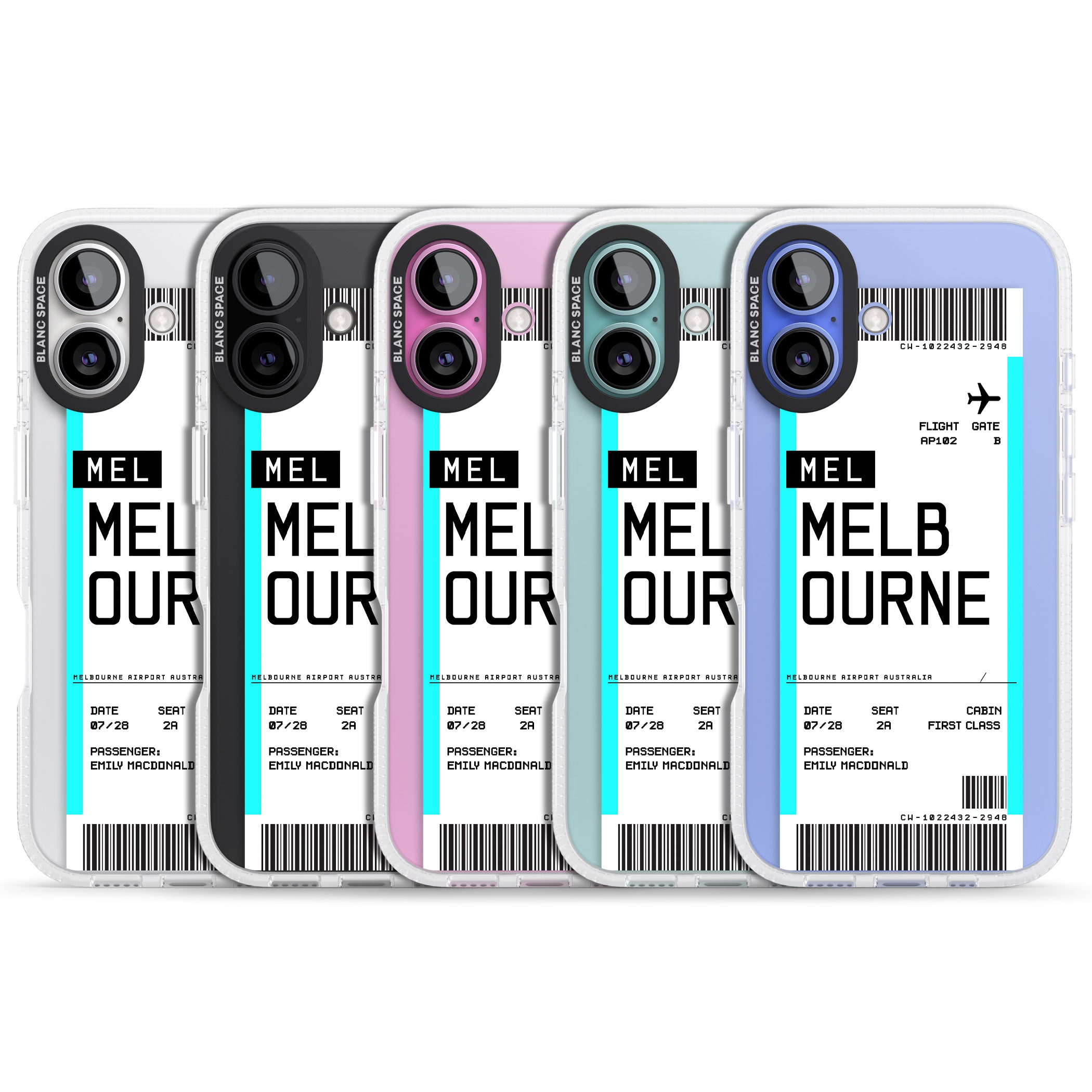 Personalised Melbourne Boarding Pass iPhone 16 / 16 Plus Clear Case Impact Air - Blanc Space