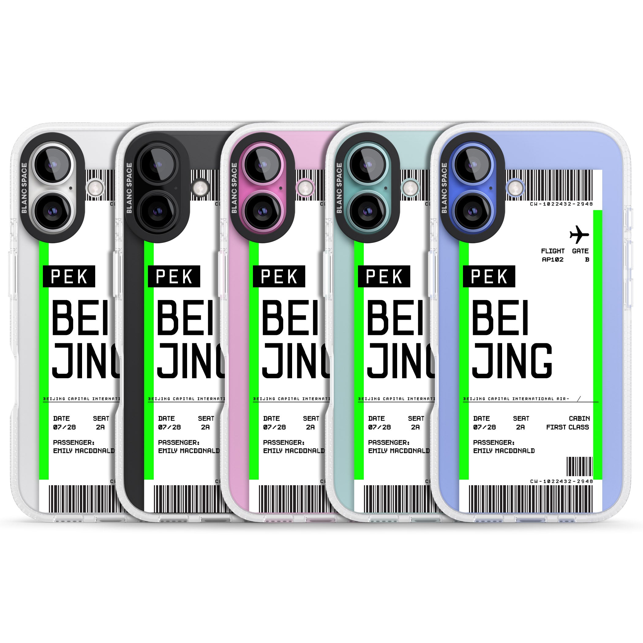 Personalised Beijing Boarding Pass iPhone 16 / 16 Plus Clear Case Impact Air - Blanc Space