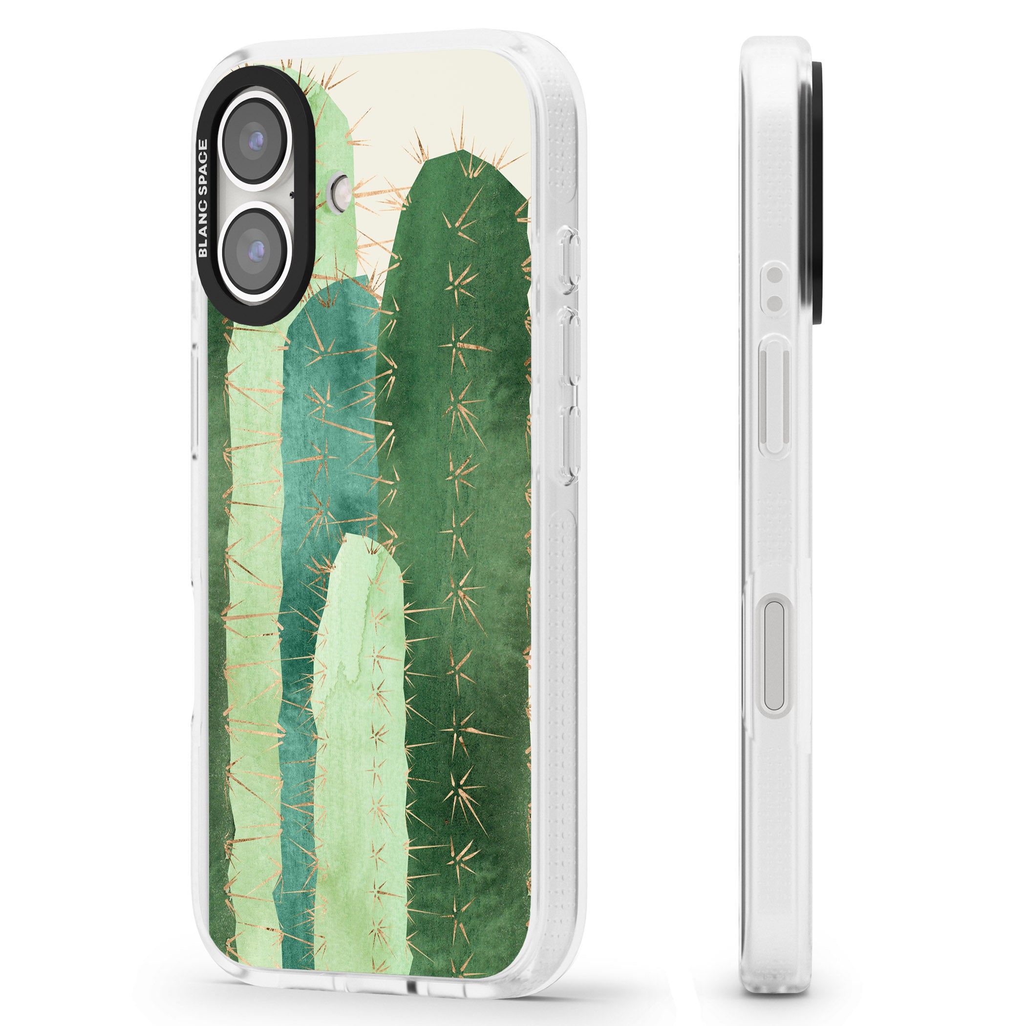 Large Cacti Mix Design iPhone 16 / 16 Plus Clear Case Impact Air - Blanc Space