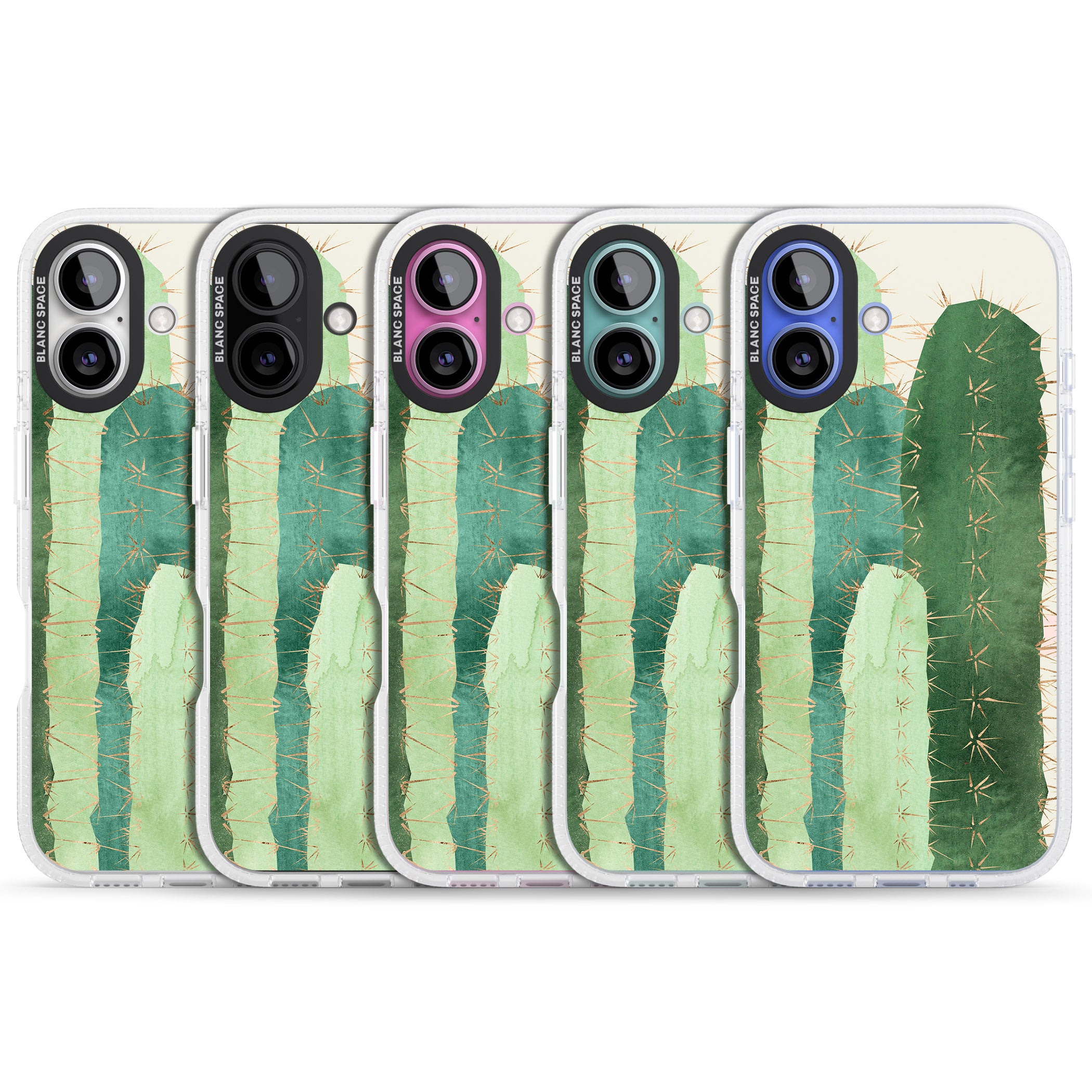 Large Cacti Mix Design iPhone 16 / 16 Plus Clear Case Impact Air - Blanc Space