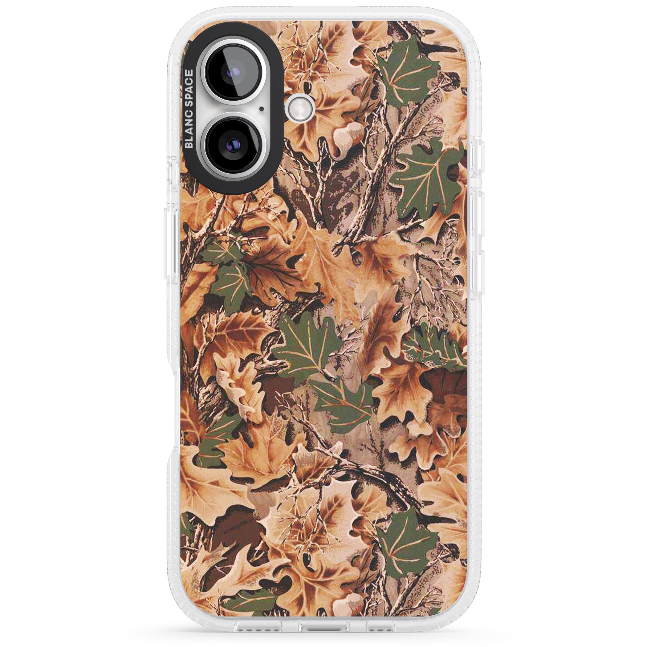 Leaves Camo iPhone 16 / 16 Plus Clear Case Impact Air - Blanc Space