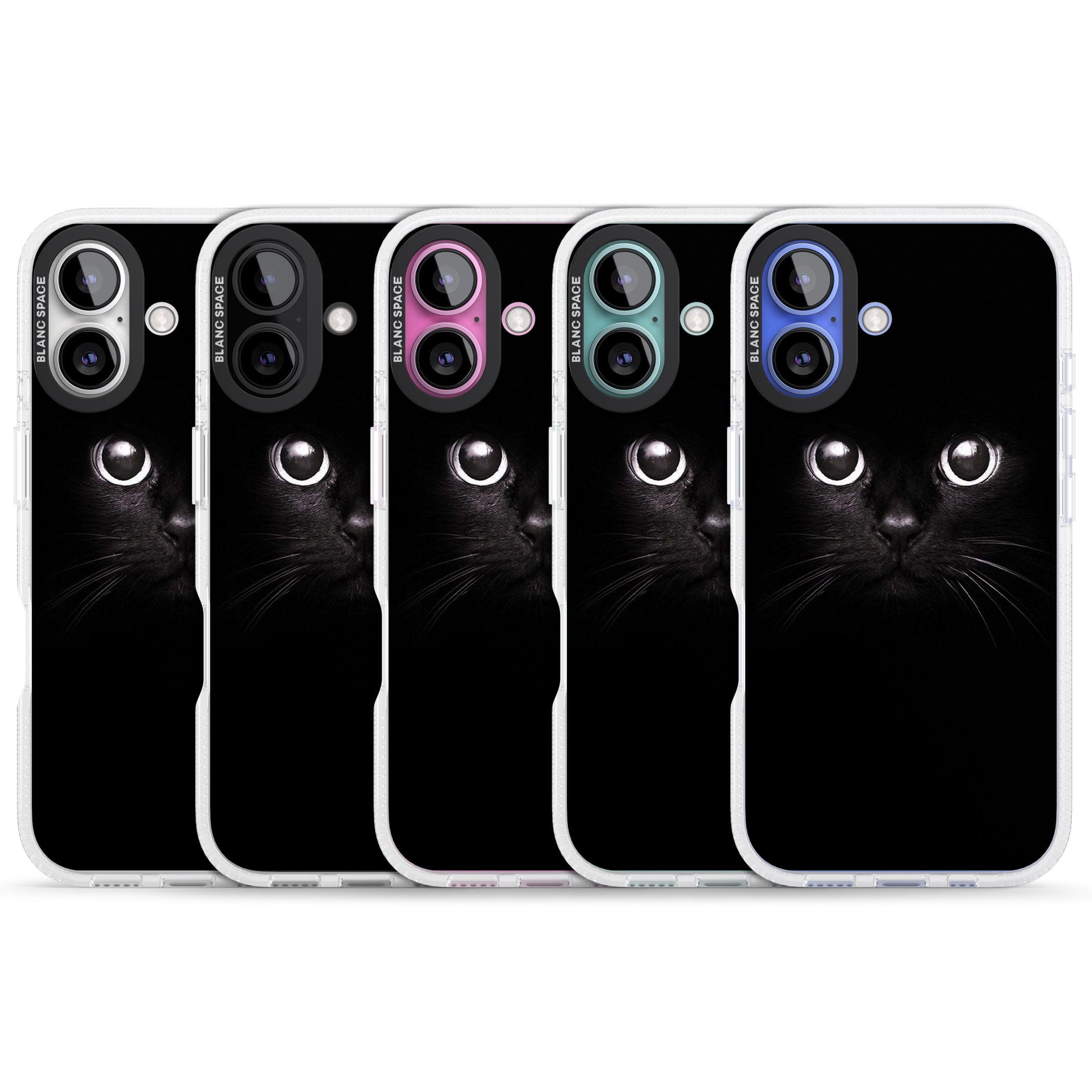Black Cat iPhone 16 / 16 Plus Clear Case Impact Air - Blanc Space