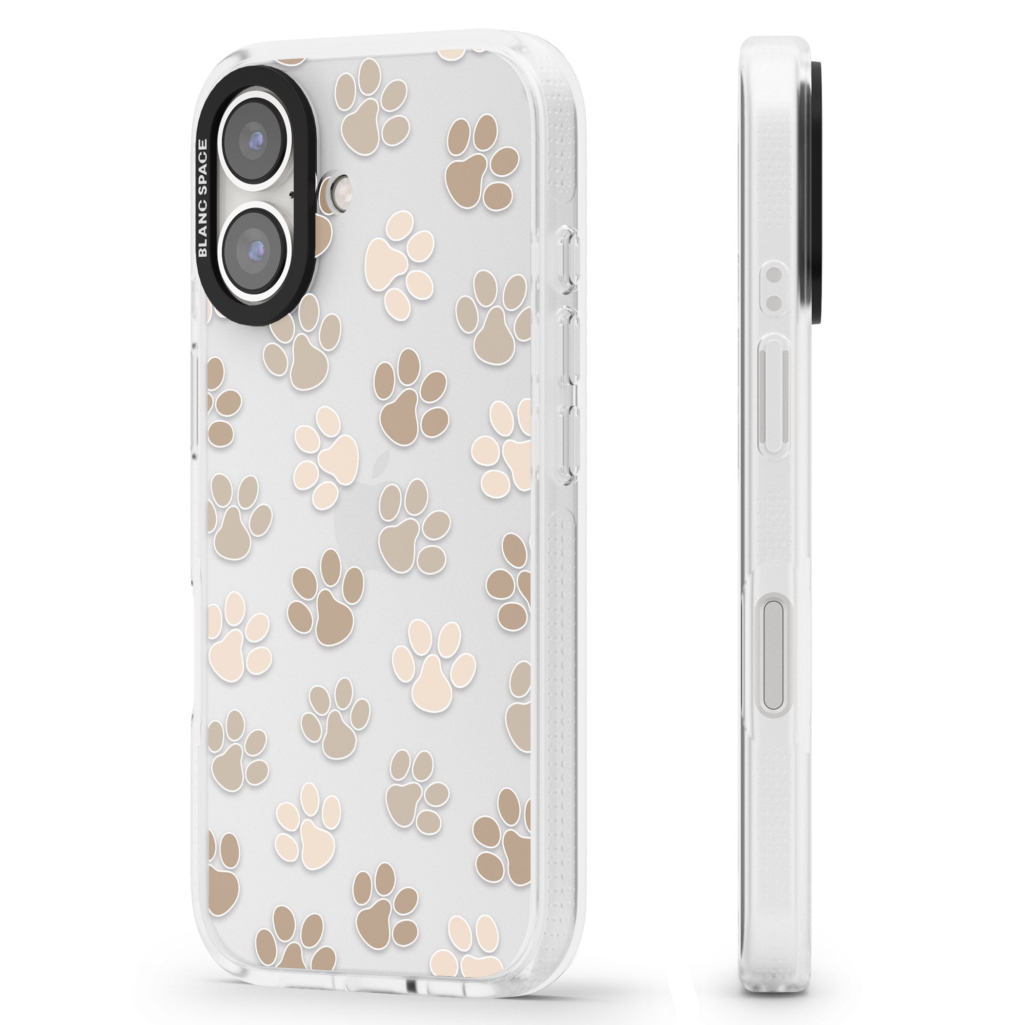 Paw Prints iPhone 16 / 16 Plus Clear Case Impact Air - Blanc Space
