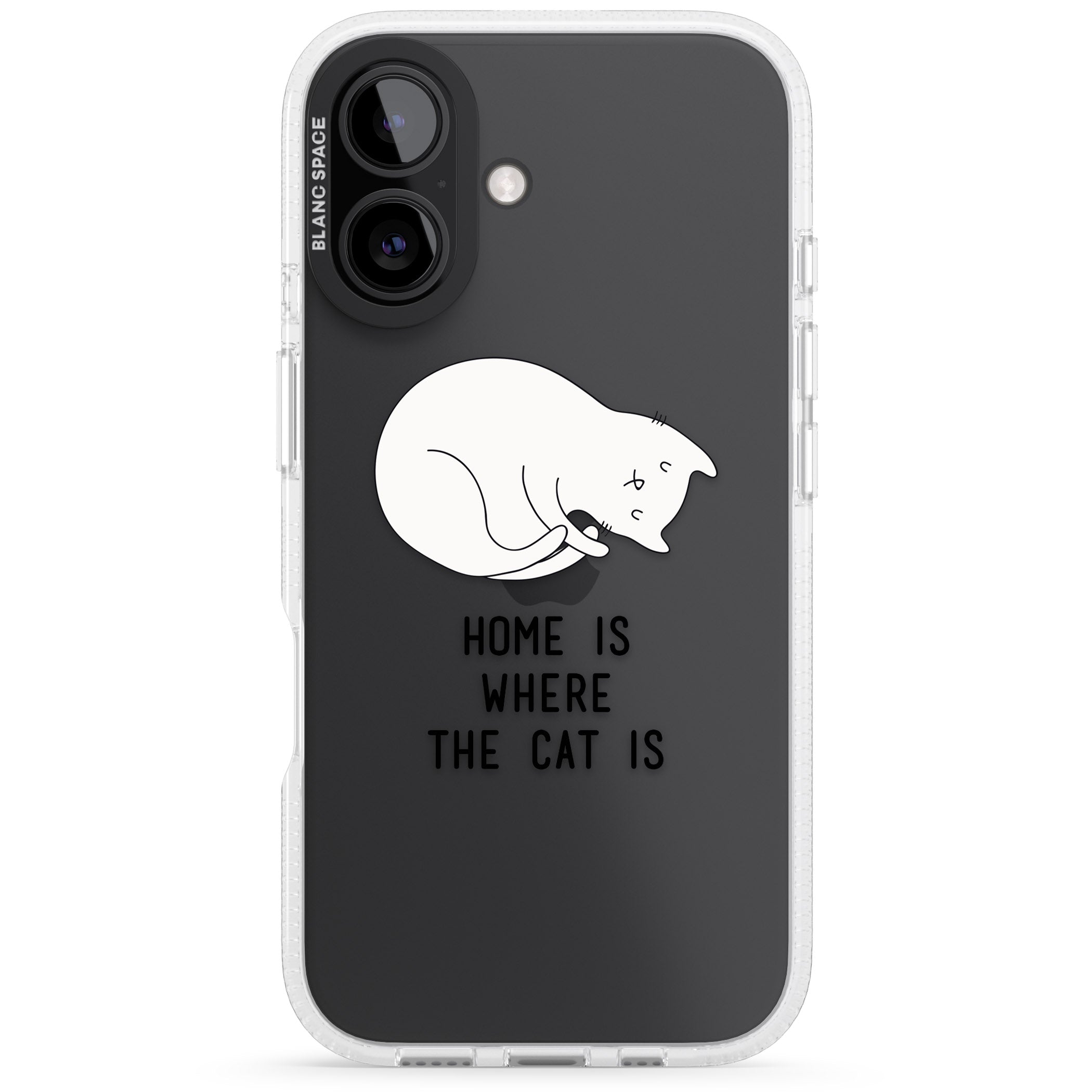 Home Is Where the Cat is iPhone 16 / 16 Plus Clear Case Impact Air - Blanc Space