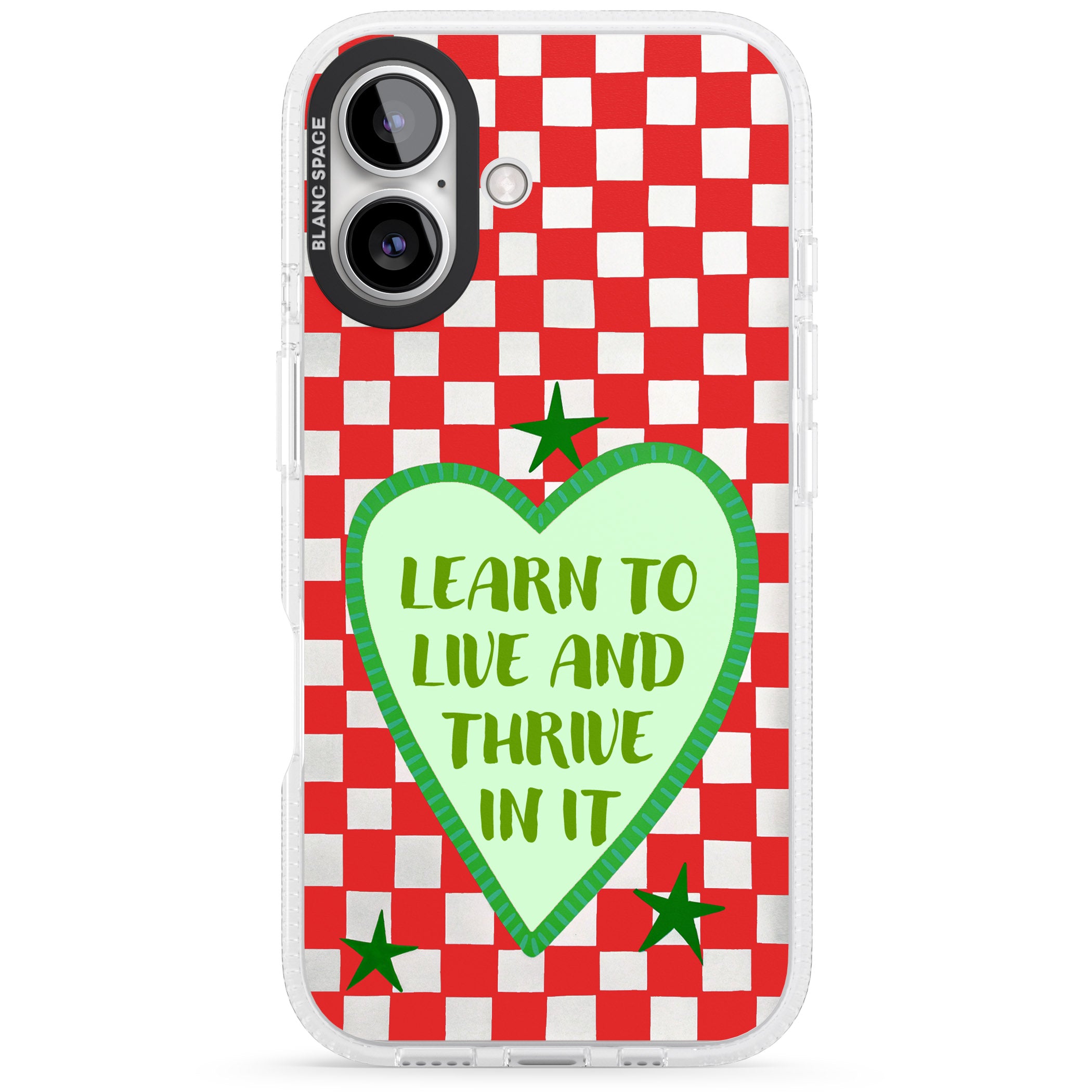 Learn To Live iPhone 16 / 16 Plus Clear Case Impact Air - Blanc Space